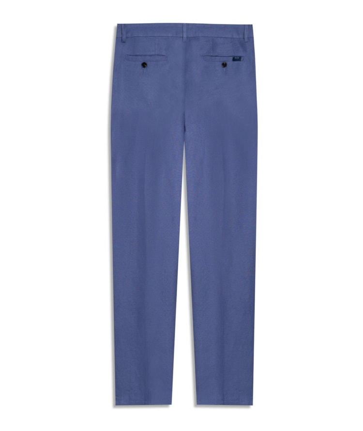 Calça Chino Trapezio Linho Blend Azul Pervante