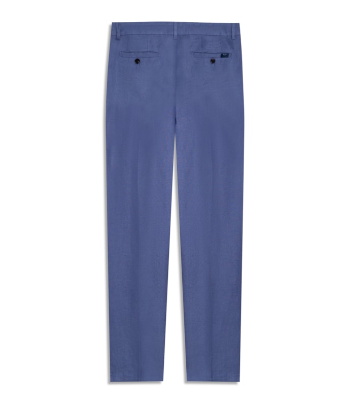 Calça Chino Trapezio Linho Blend Azul Pervante