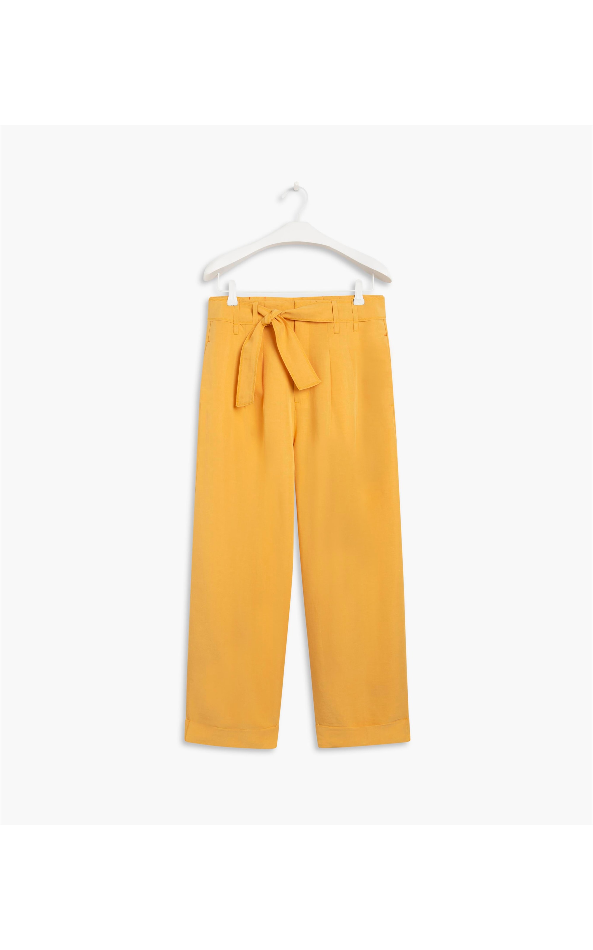 Calça Chloe Linho Blend Lisa Amarelo Limão