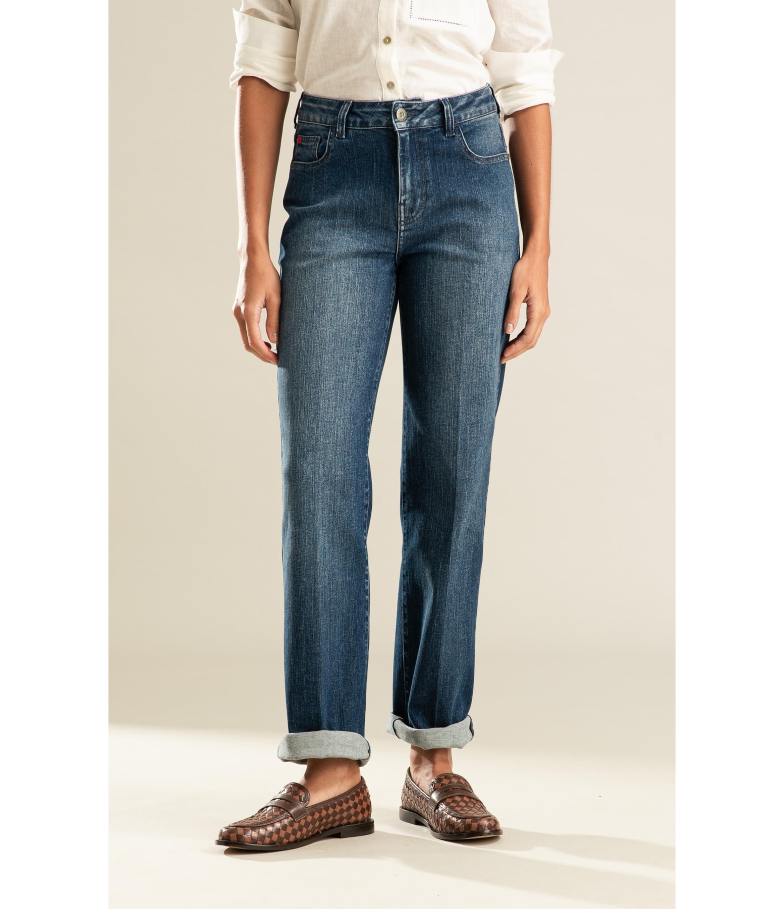 Calça Classic Denim Reta Milena 2150-Lav.Escuro Estonado