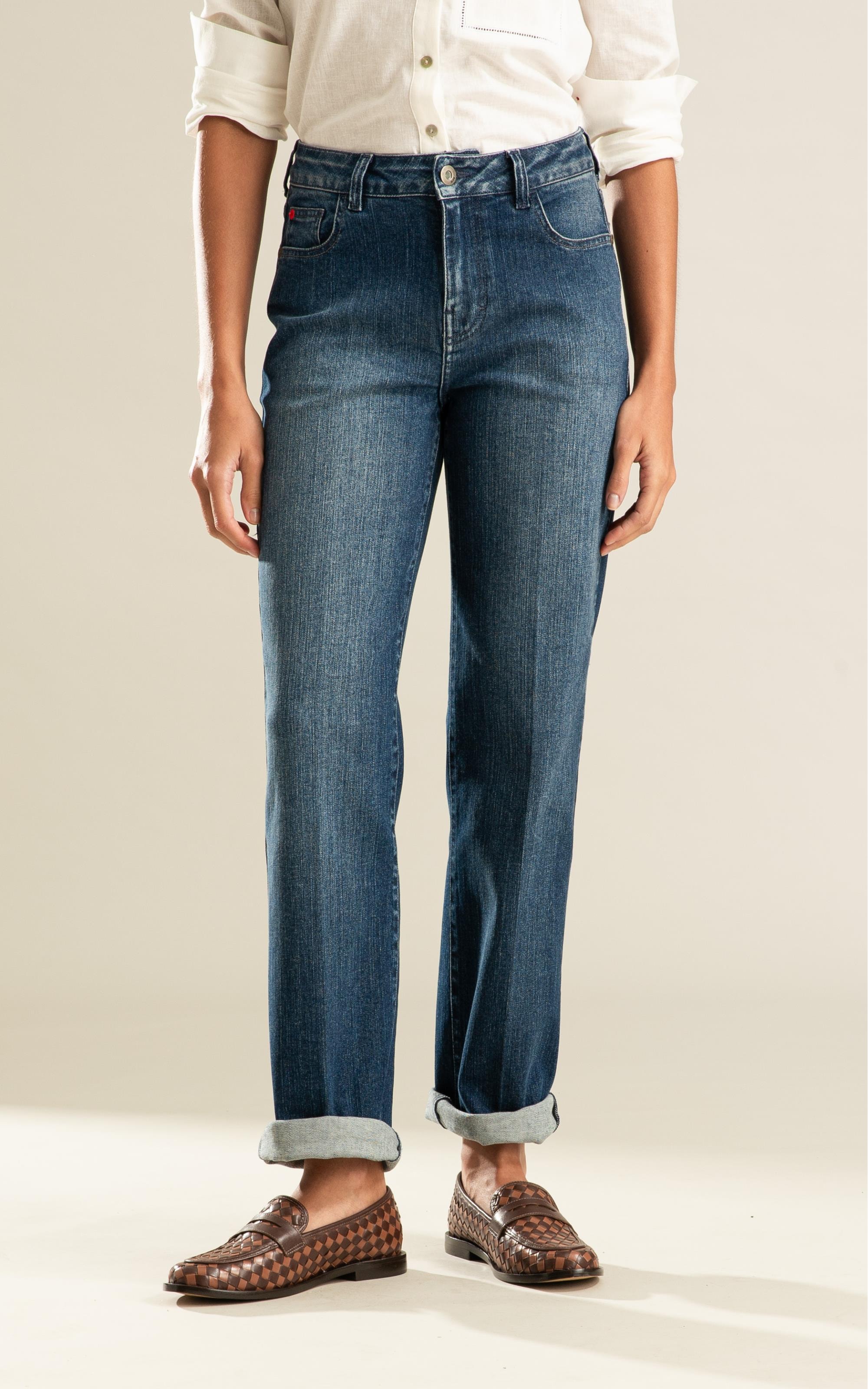 Calça Classic Denim Reta Milena 2150-Lav.Escuro Estonado