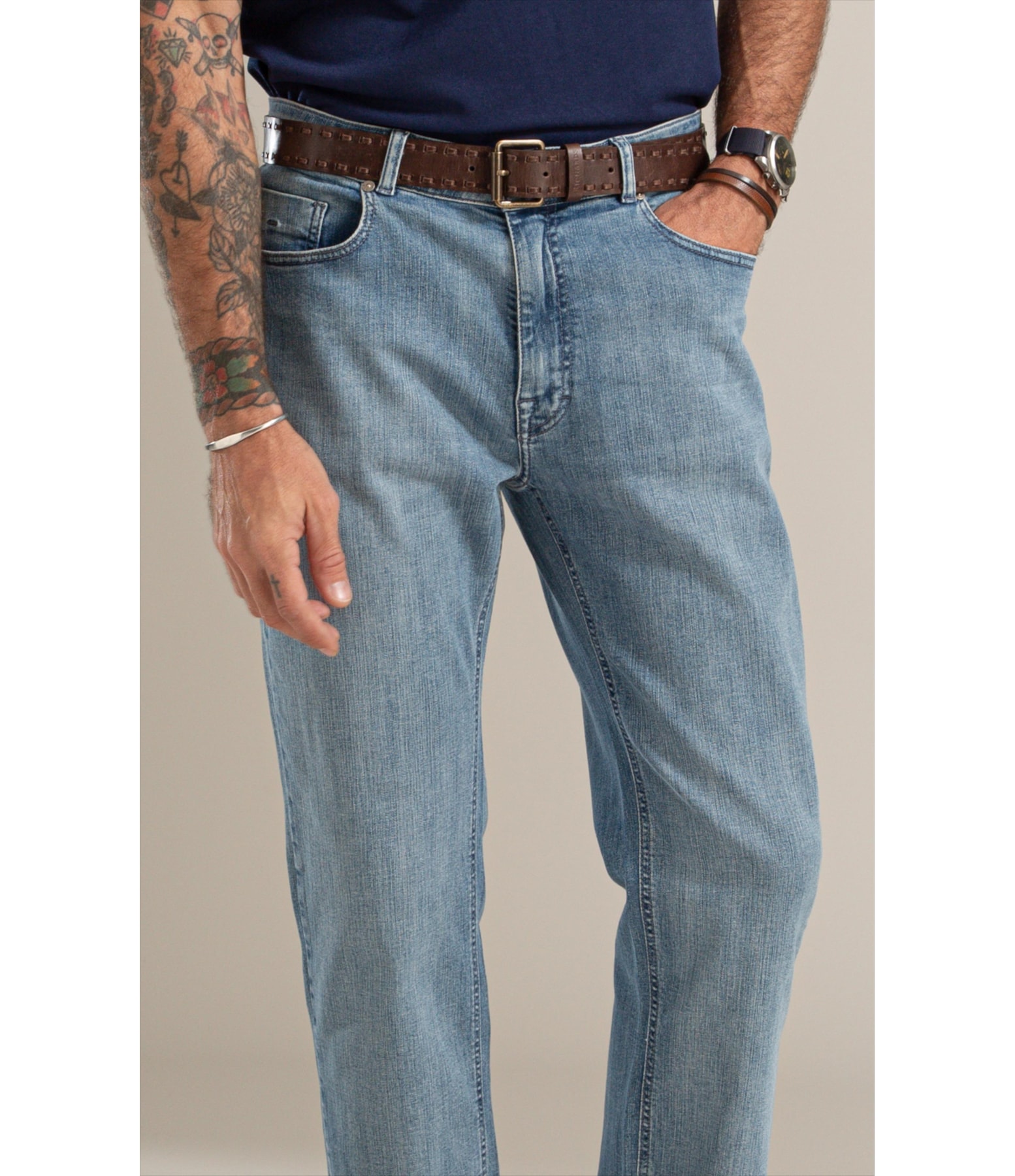 Calca Classic Heaven Blue Lav. Médio C/ Stone