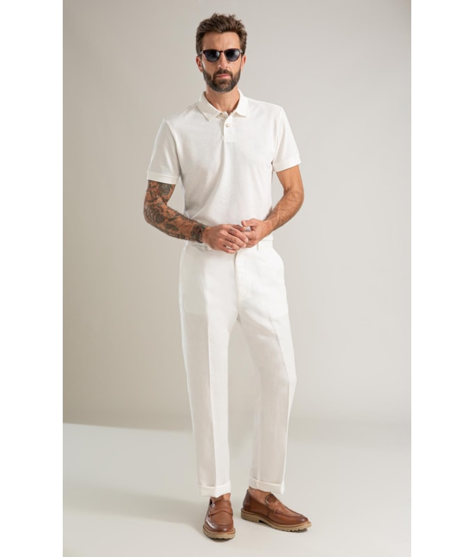 Calca Classic Lb Semi Relax Preppy Off White
