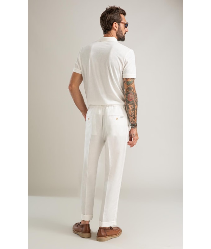 Calca Classic Lb Semi Relax Preppy Off White