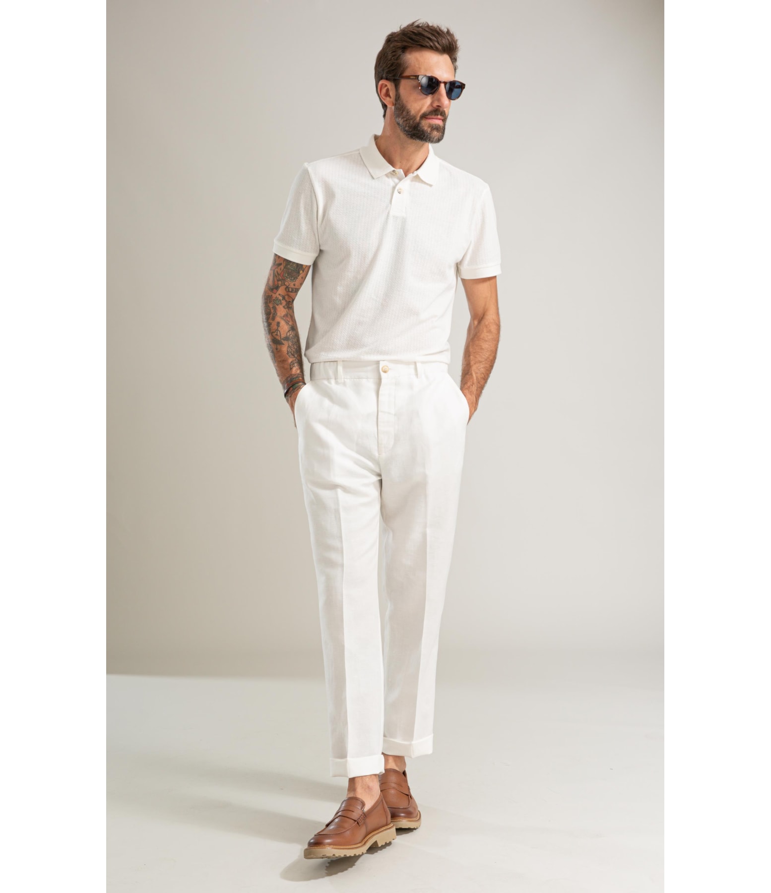 Calca Classic Lb Semi Relax Preppy Off White