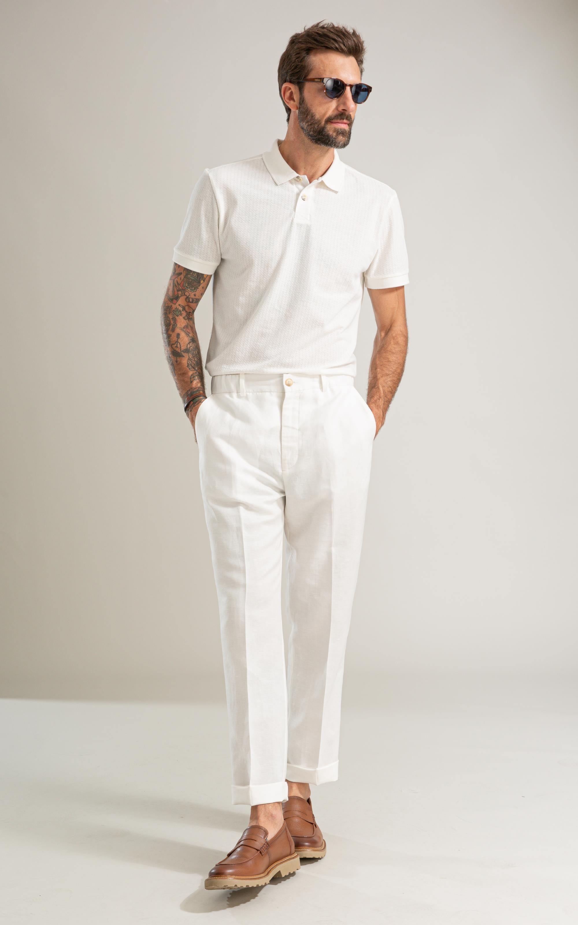 Calca Classic Lb Semi Relax Preppy Off White