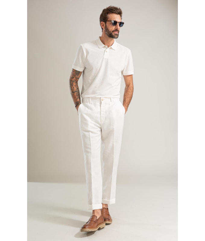 Calca Classic Lb Semi Relax Preppy Off White