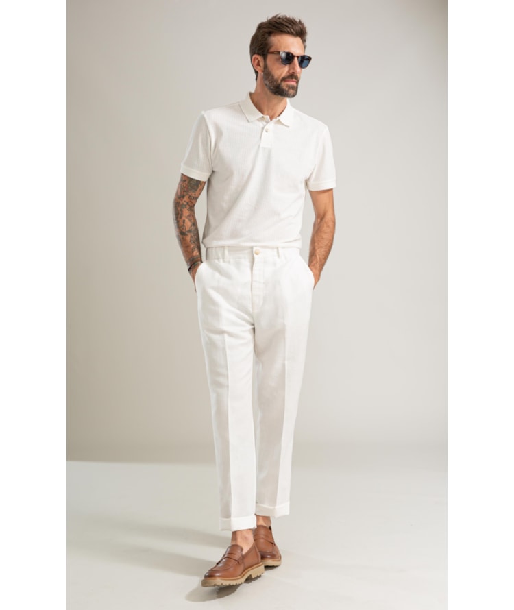 Calca Classic Lb Semi Relax Preppy Off White