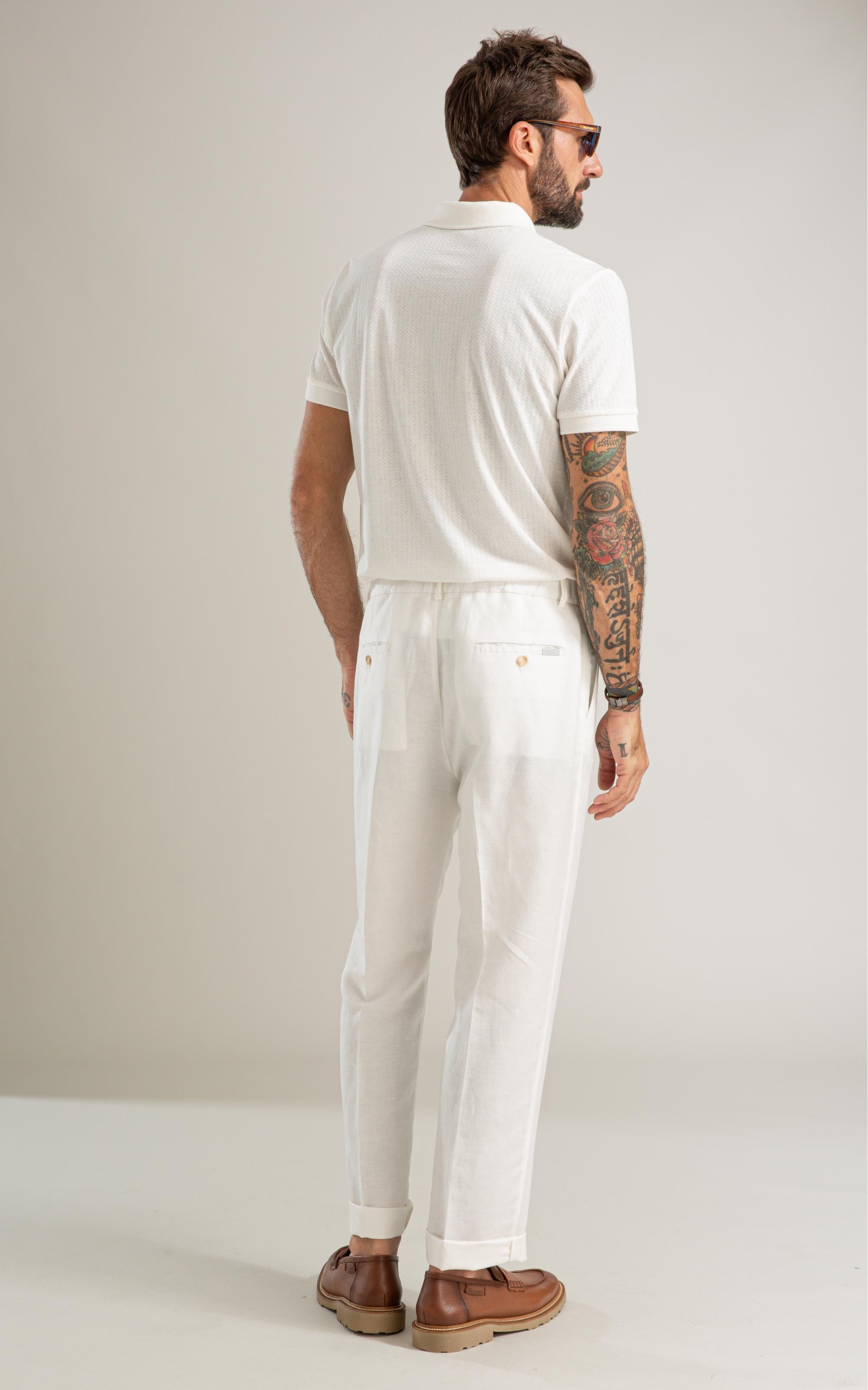 Calca Classic Lb Semi Relax Preppy Off White