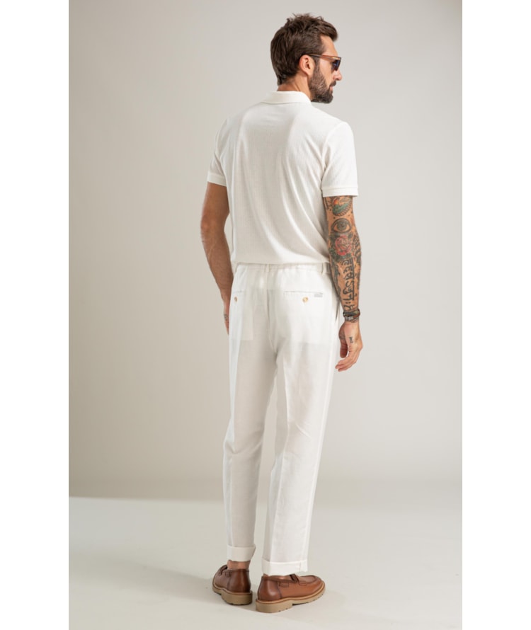 Calca Classic Lb Semi Relax Preppy Off White