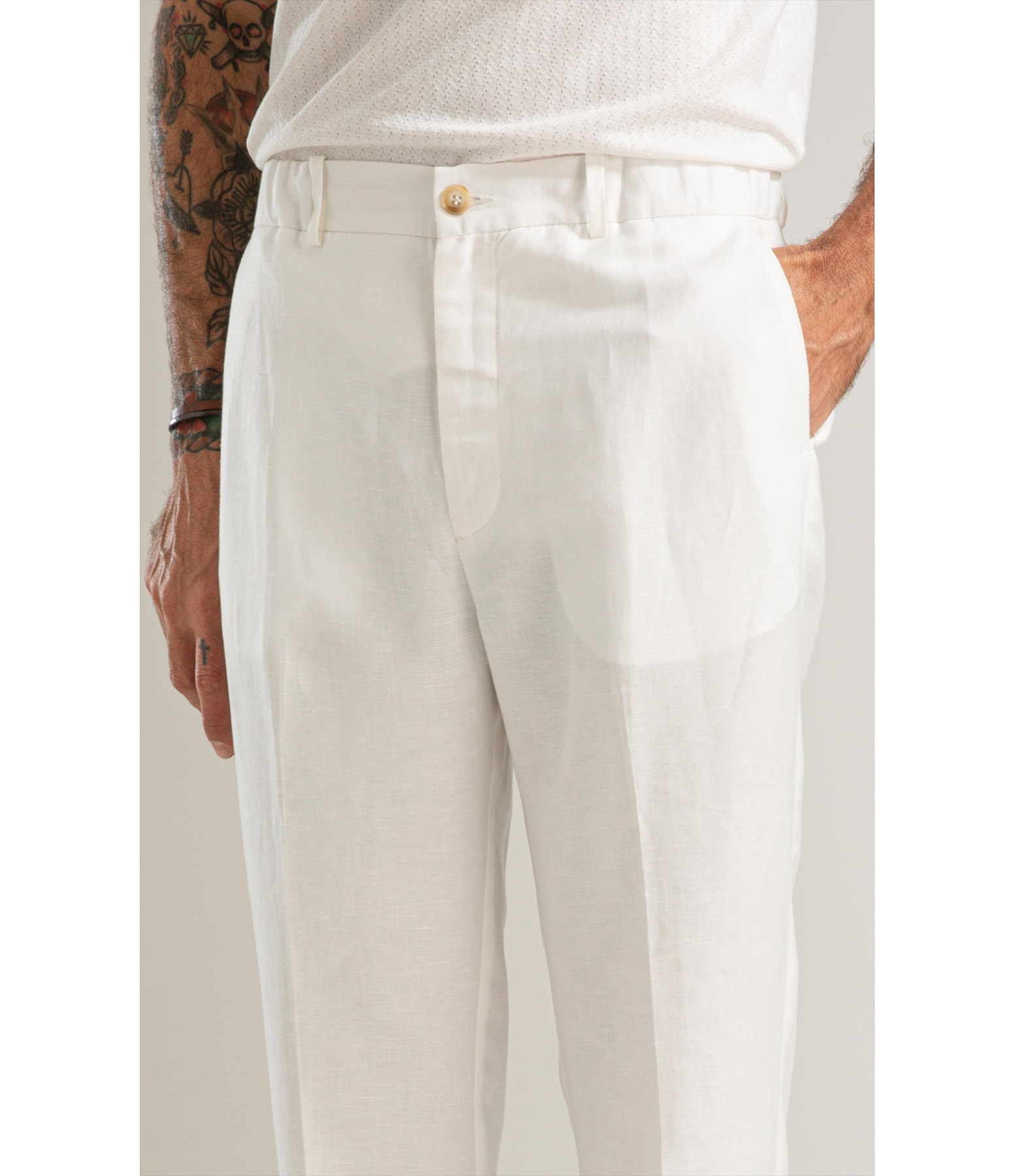 Calca Classic Lb Semi Relax Preppy Off White