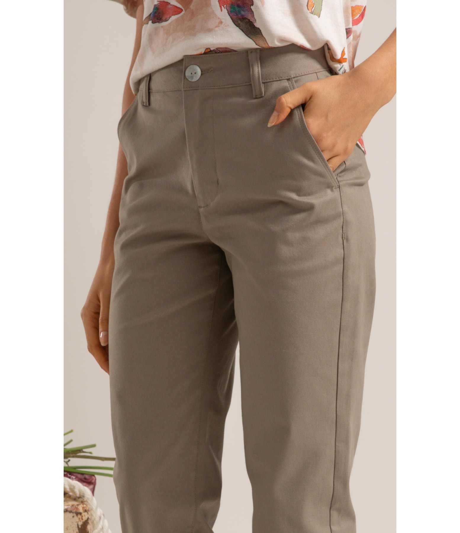 Calça Color Twill Power Reta Piece Dye Castor