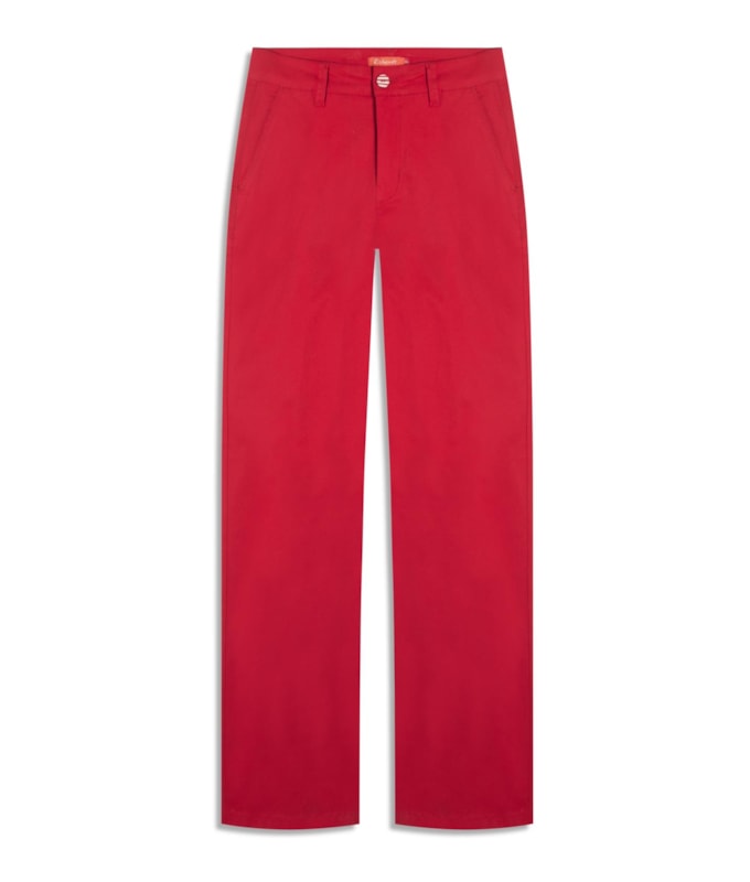 Calça Color Twill Power Reta Piece Dye Vermelho