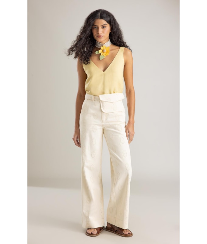 Calça Copan Cotton Bordado Natural