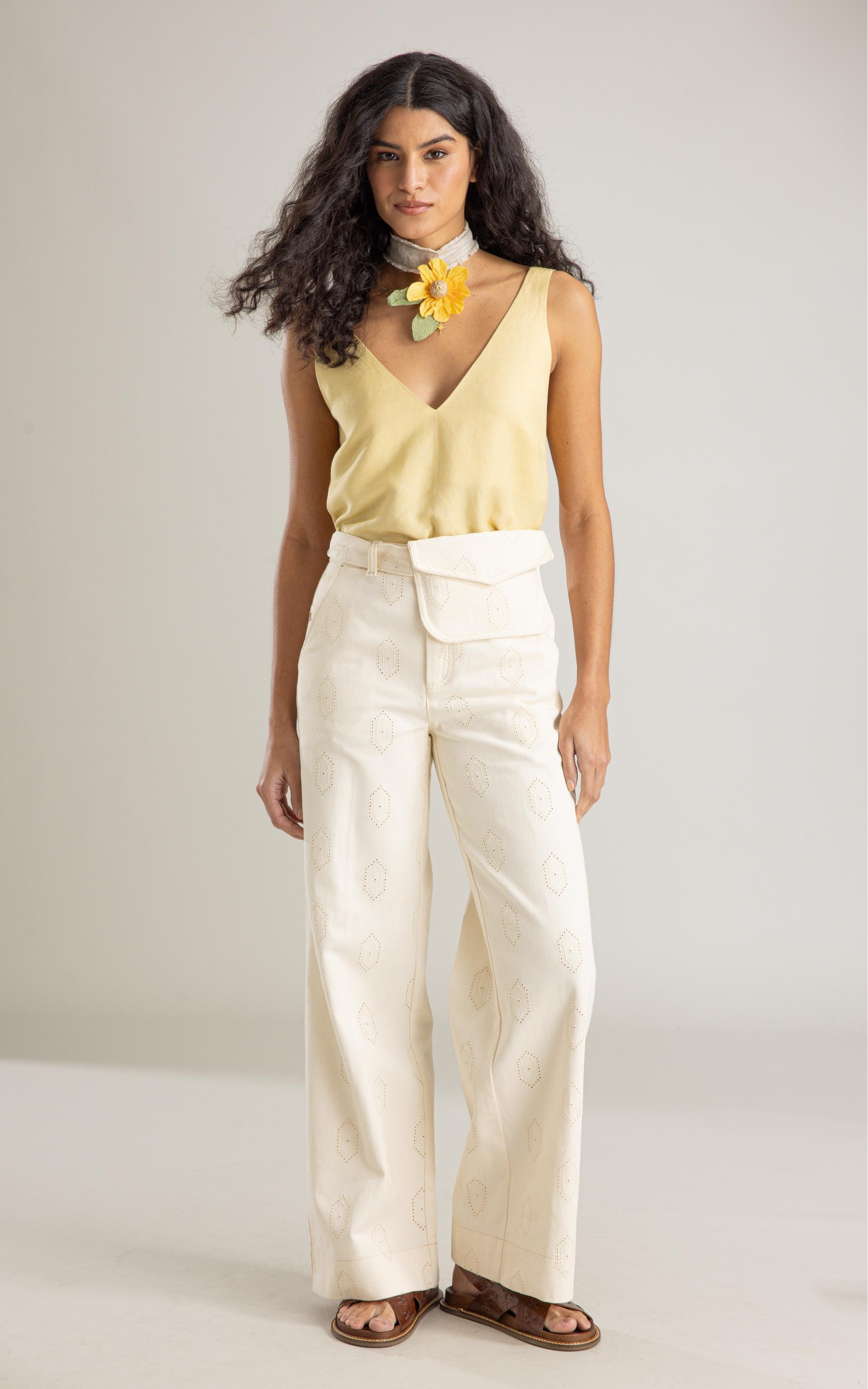 Calça Copan Cotton Bordado Natural