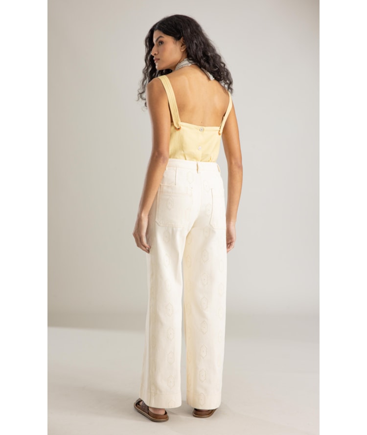 Calça Copan Cotton Bordado Natural
