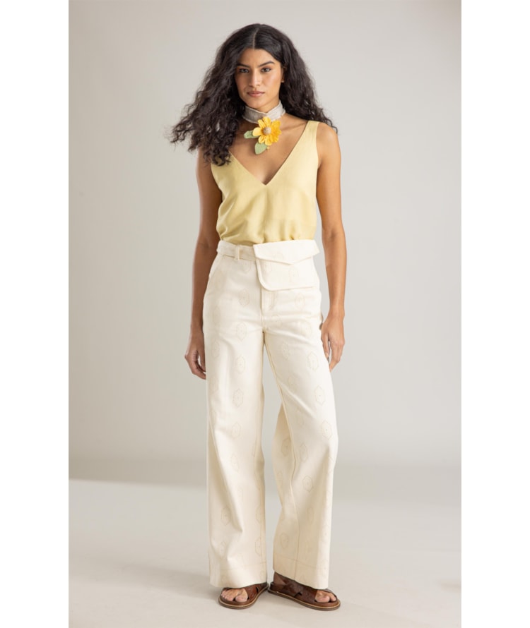 Calça Copan Cotton Bordado Natural