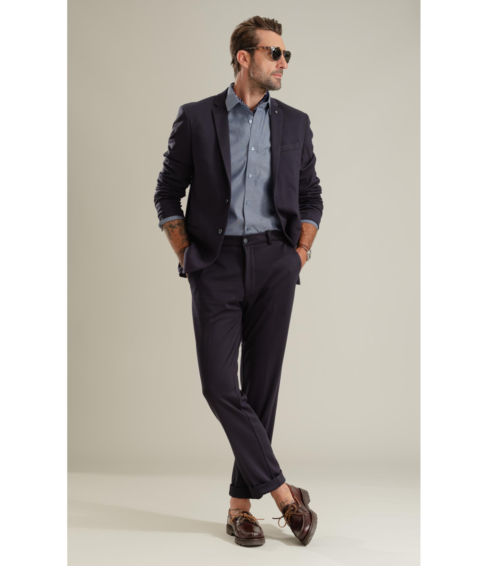 Calça Custom Fit Ponto Roma Dark Navy