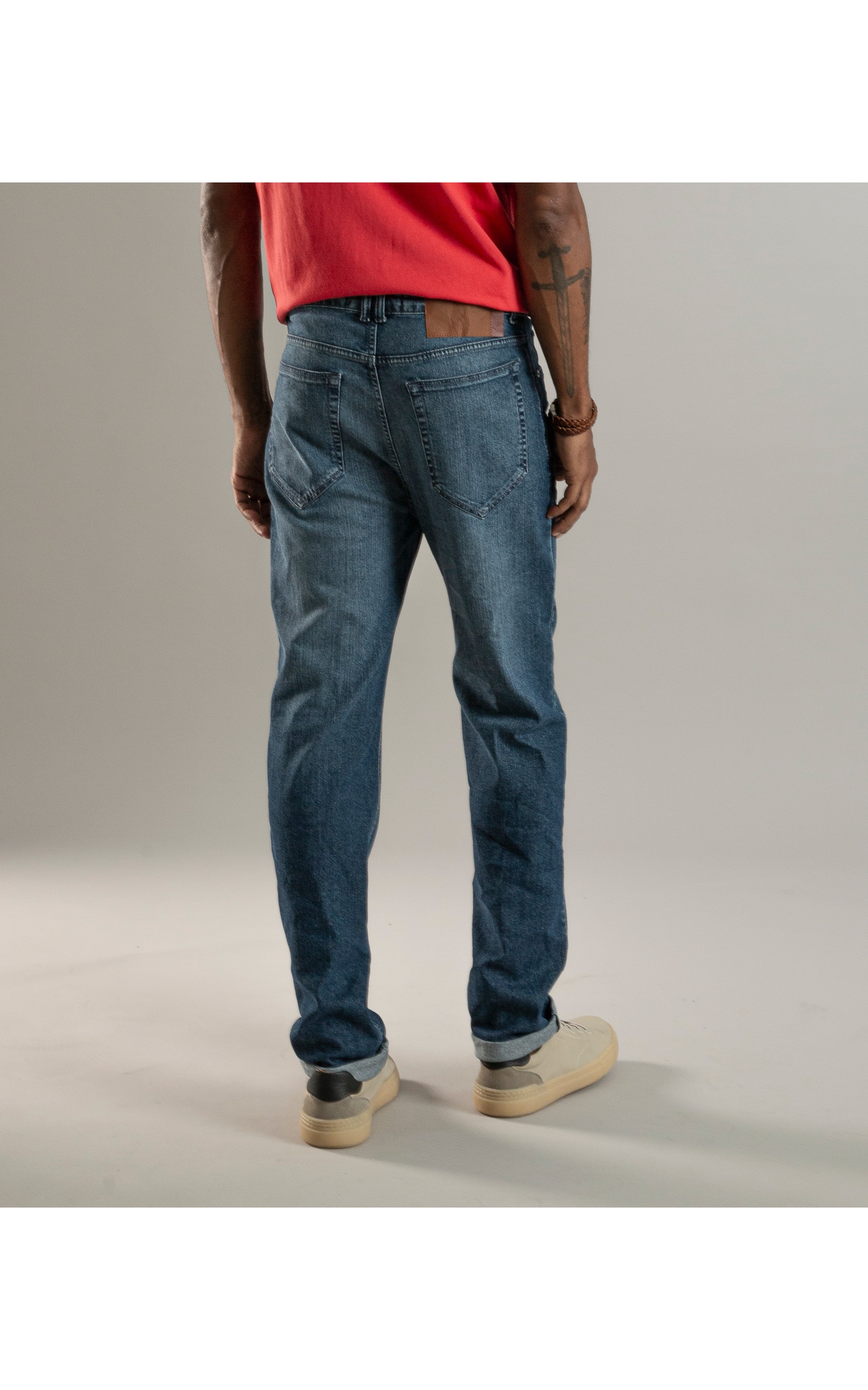 Calça Dark Indigo Elastic Tradicional 5p Rchl233-Lav.Medio