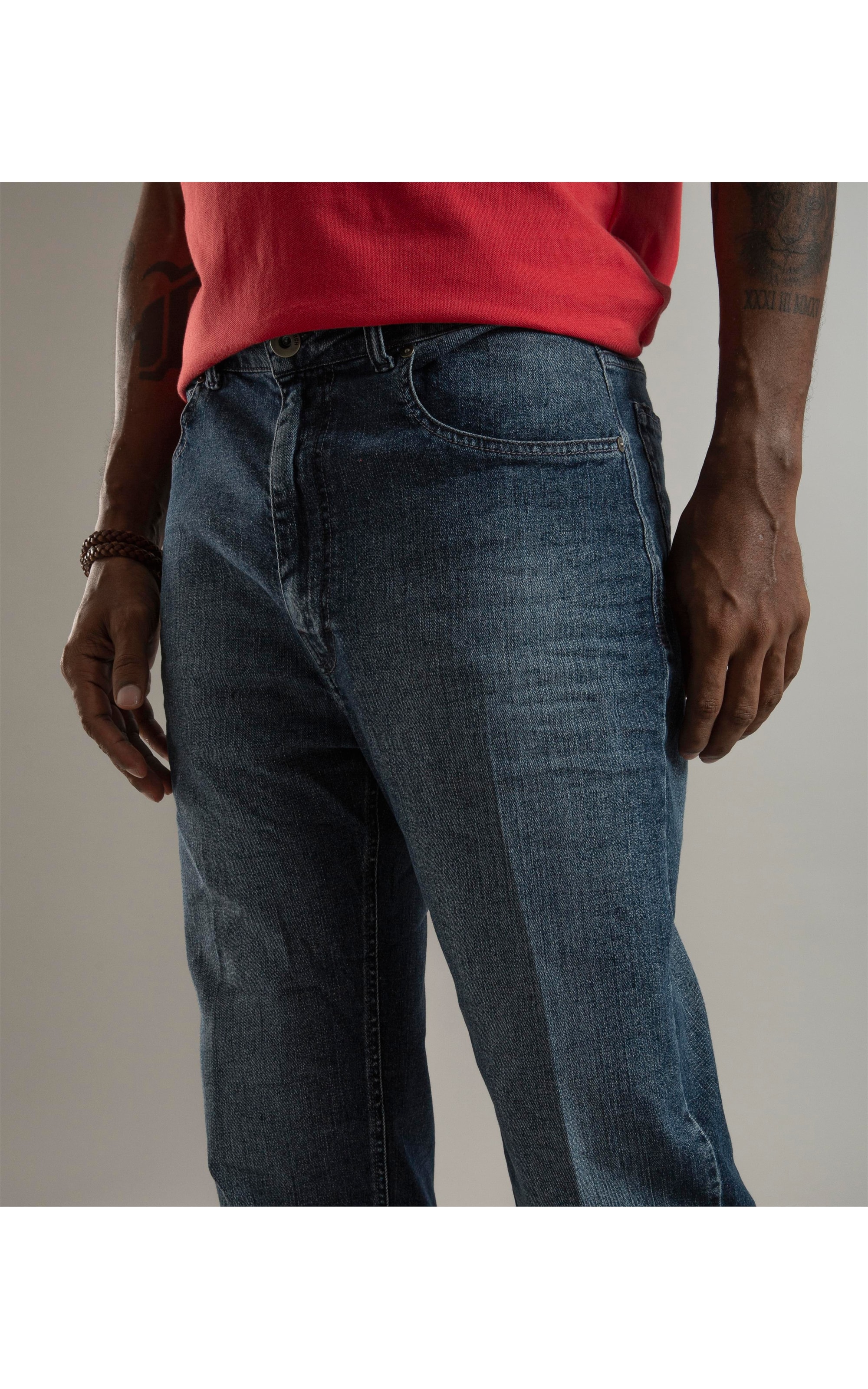 Calça Dark Indigo Elastic Tradicional 5p Rchl233-Lav.Medio