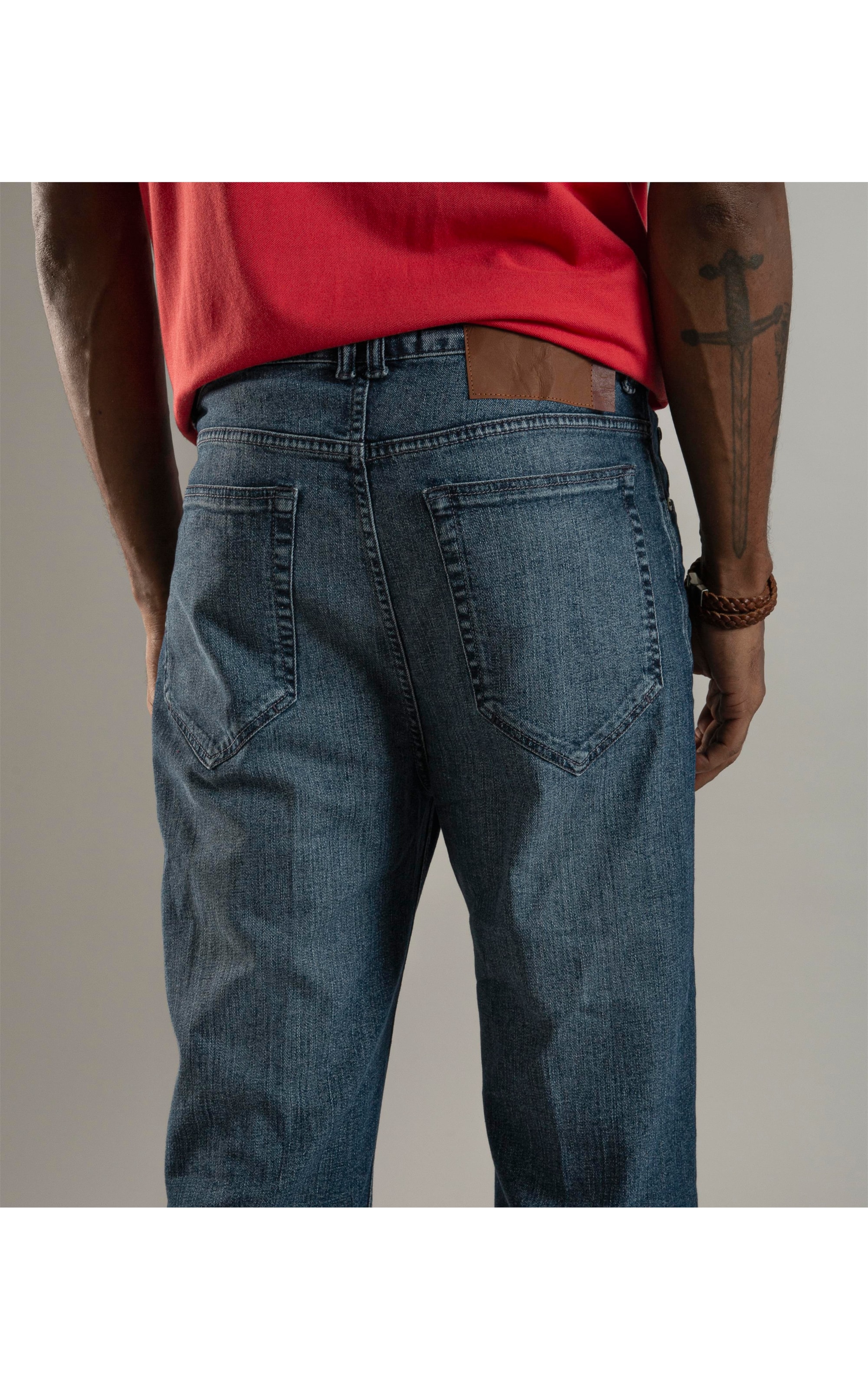 Calça Dark Indigo Elastic Tradicional 5p Rchl233-Lav.Medio