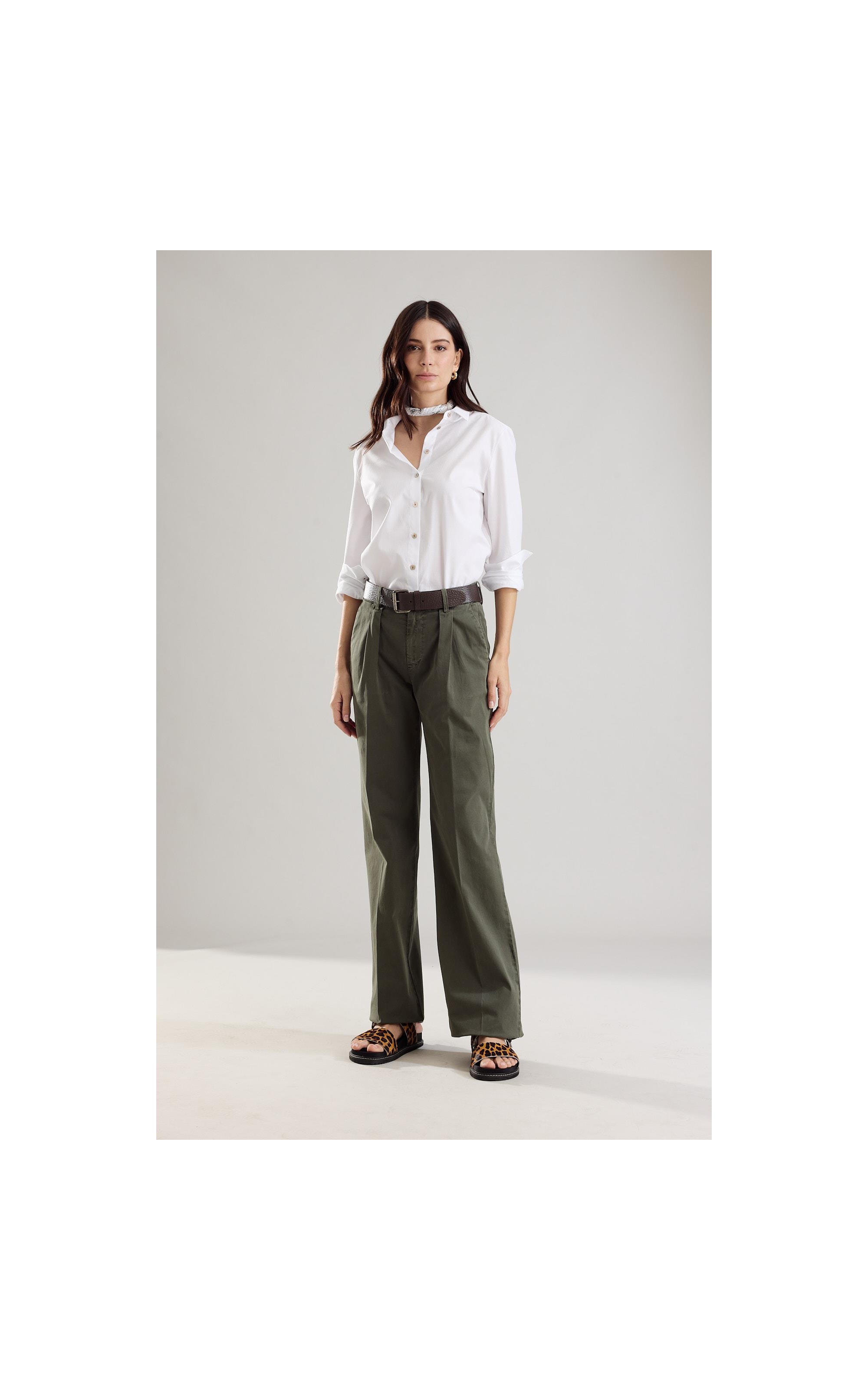 Calça Faixa Canvas Luna Verde Escuro