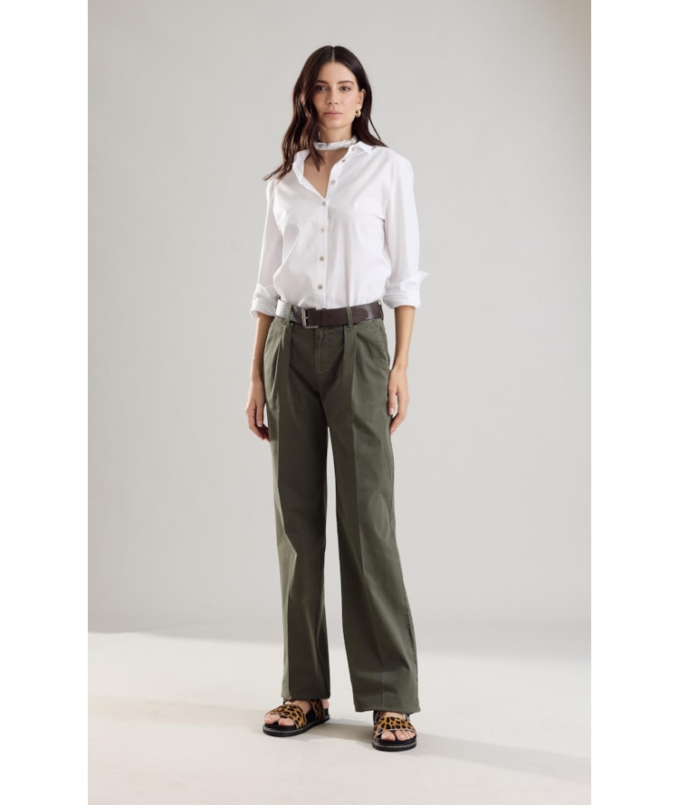 Calça Faixa Canvas Luna Verde Escuro