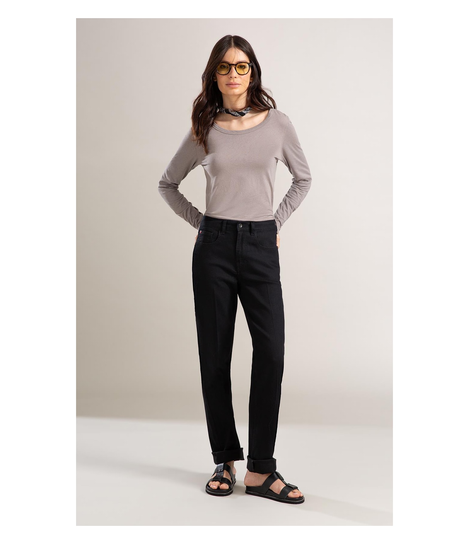 Calça First Black Reta Milena Lav. 35 Amaciado