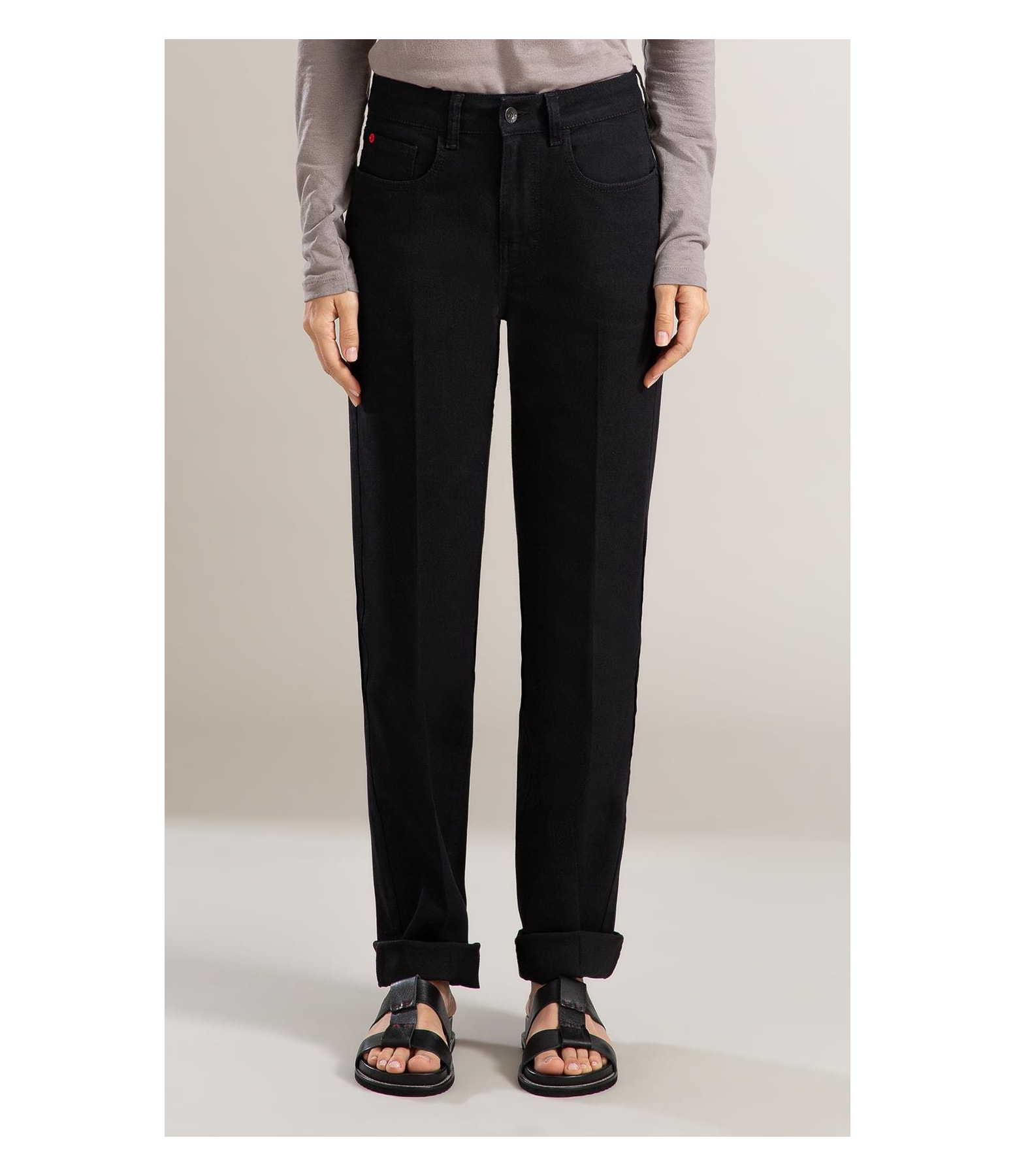 Calça First Black Reta Milena Lav. 35 Amaciado