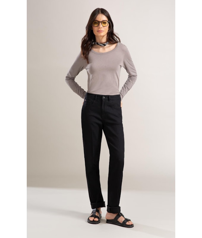 Calça First Black Reta Milena Lav. 35 Amaciado