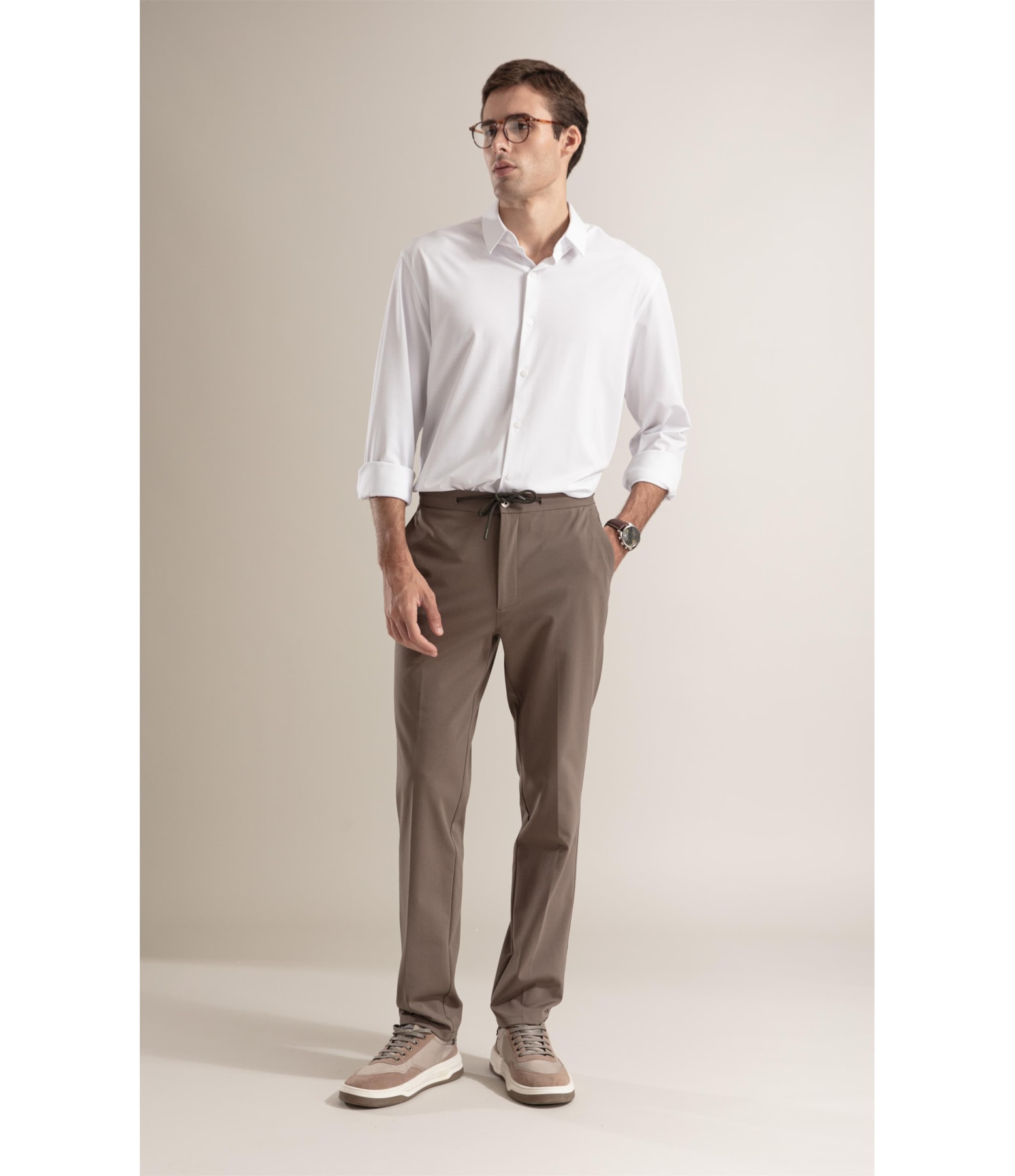 Calça Five Casual Knit Tabaco