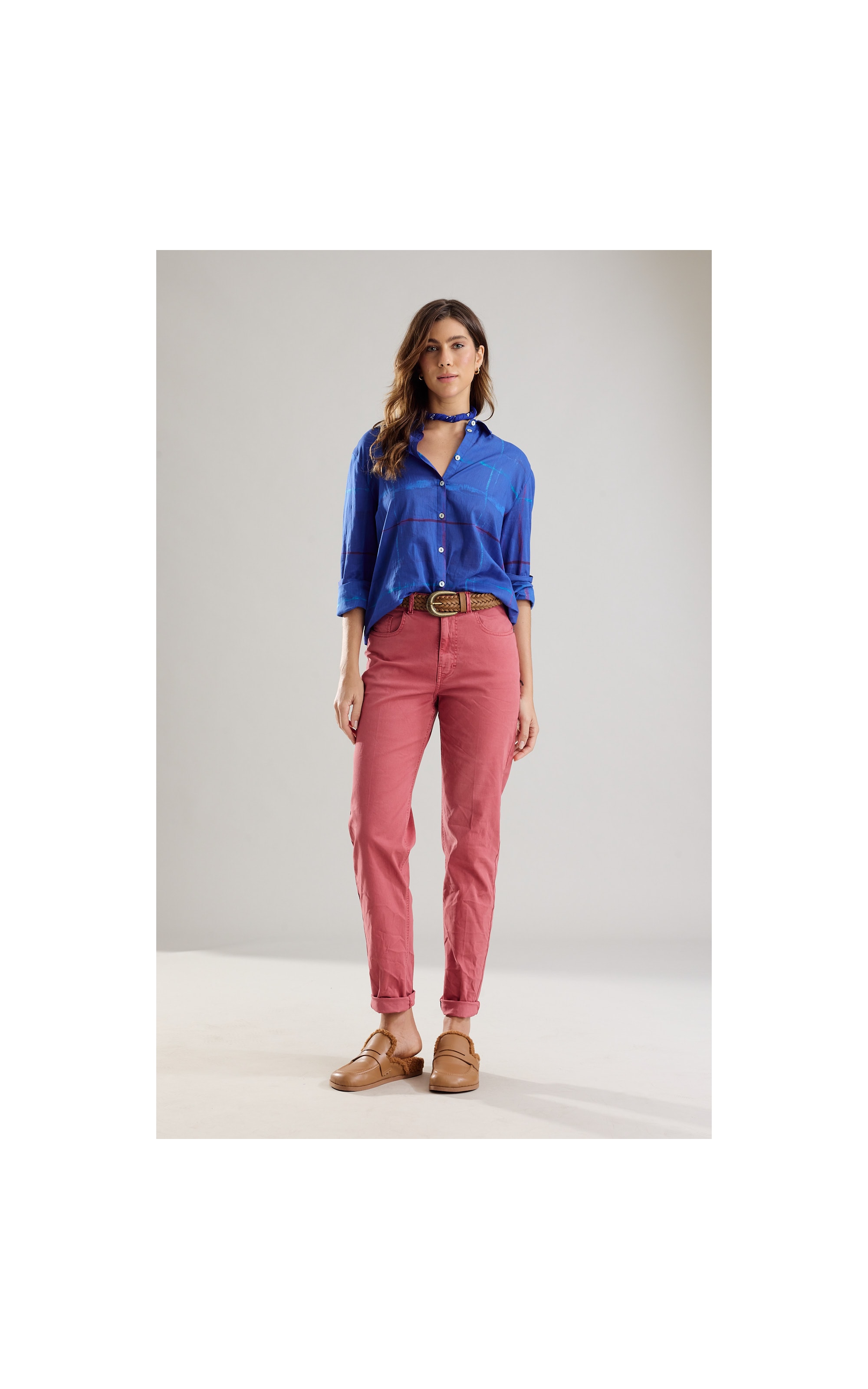 Calça Five Pockets Color Twill Power Mom Rosa Velho