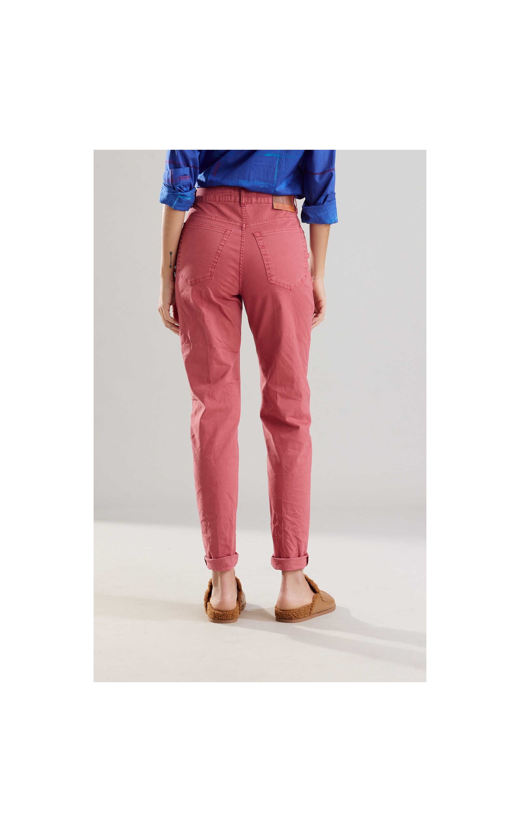 Calça Five Pockets Color Twill Power Mom Rosa Velho