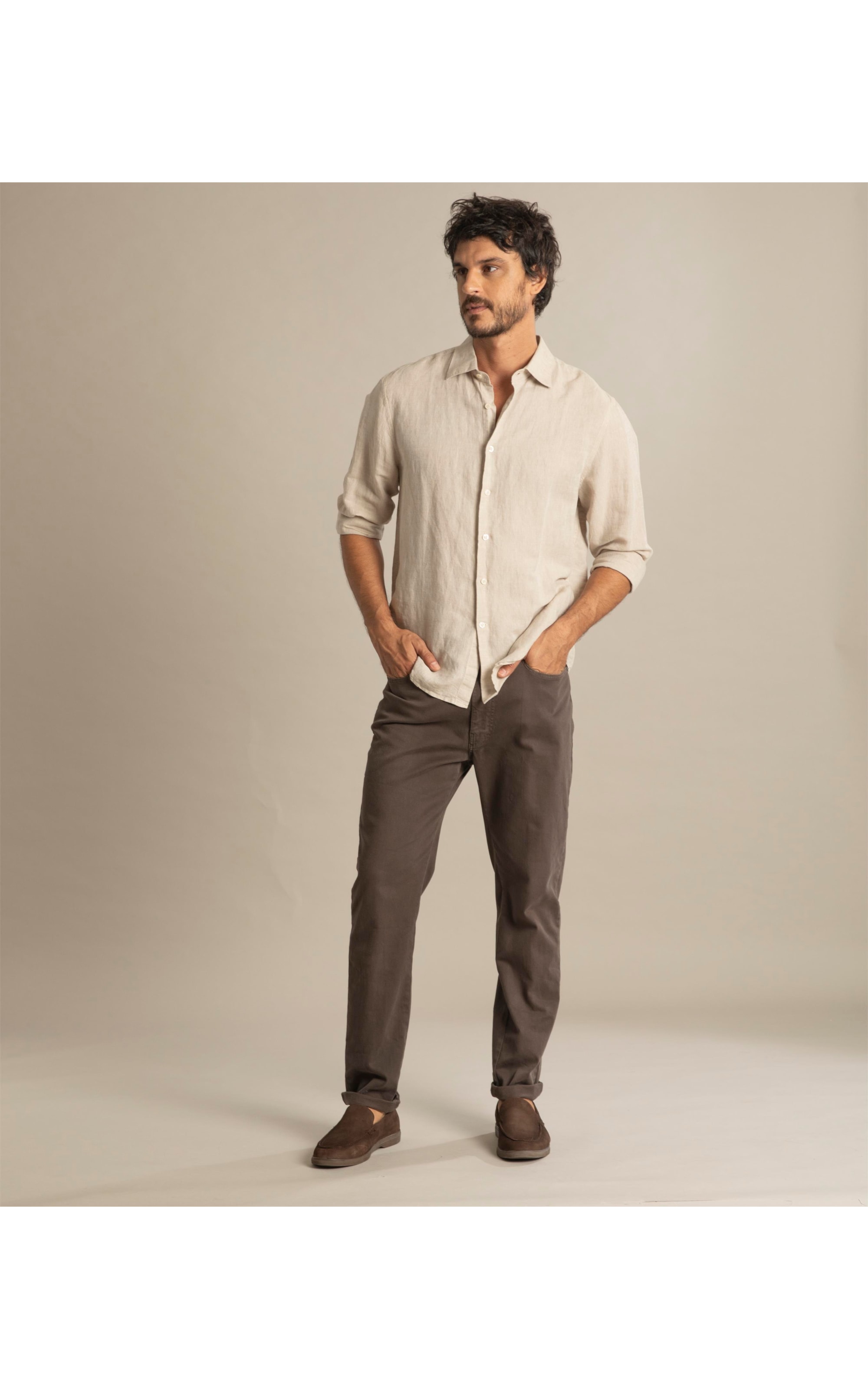 Calça Five Pockets Jogging Color Marrom Escuro