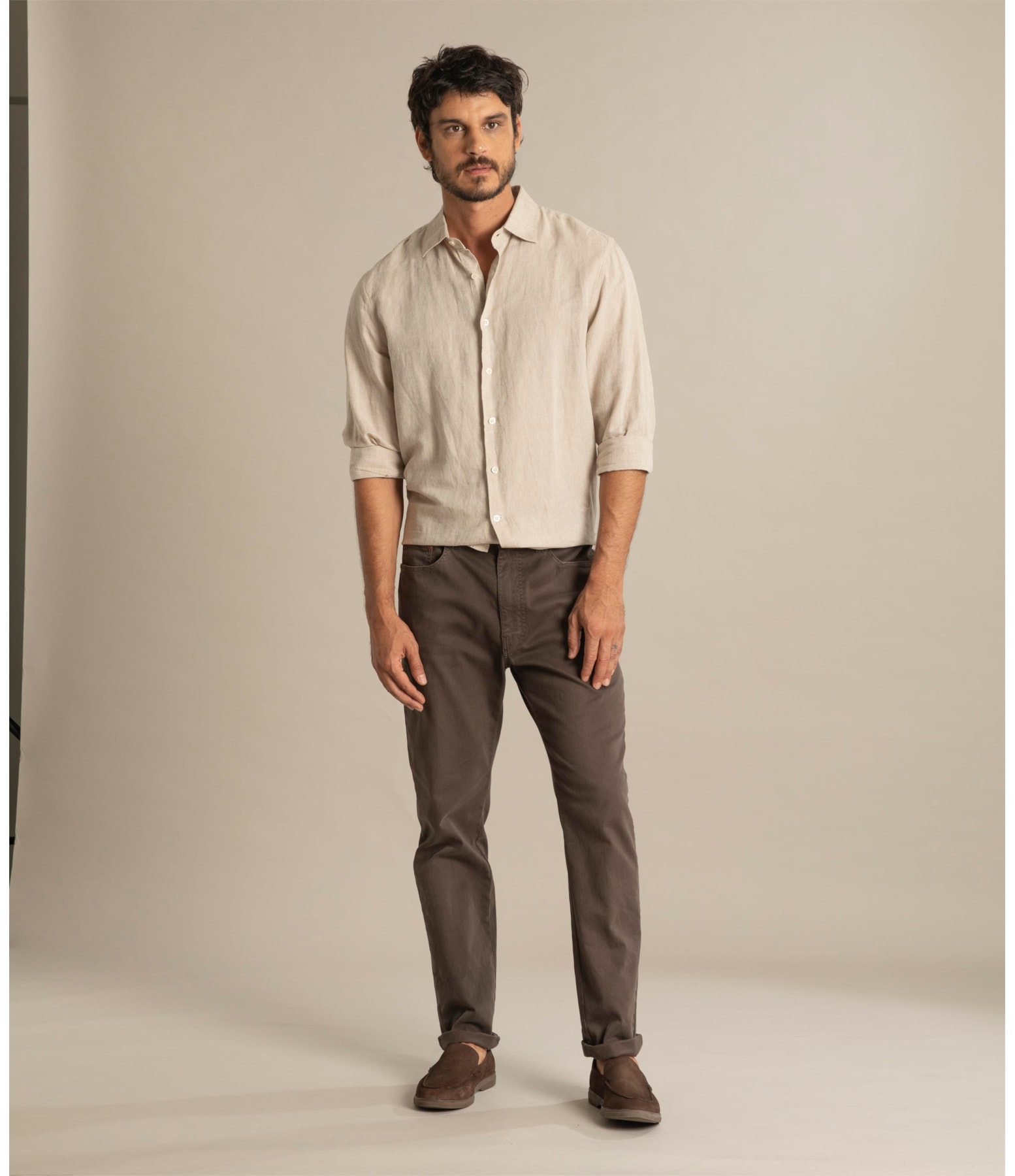 Calça Five Pockets Jogging Color Marrom Escuro