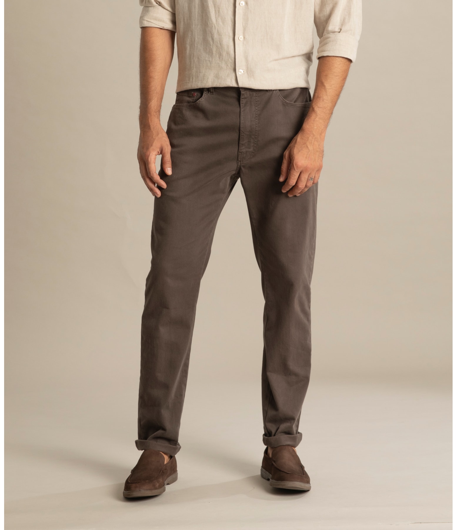 Calça Five Pockets Jogging Color Marrom Escuro