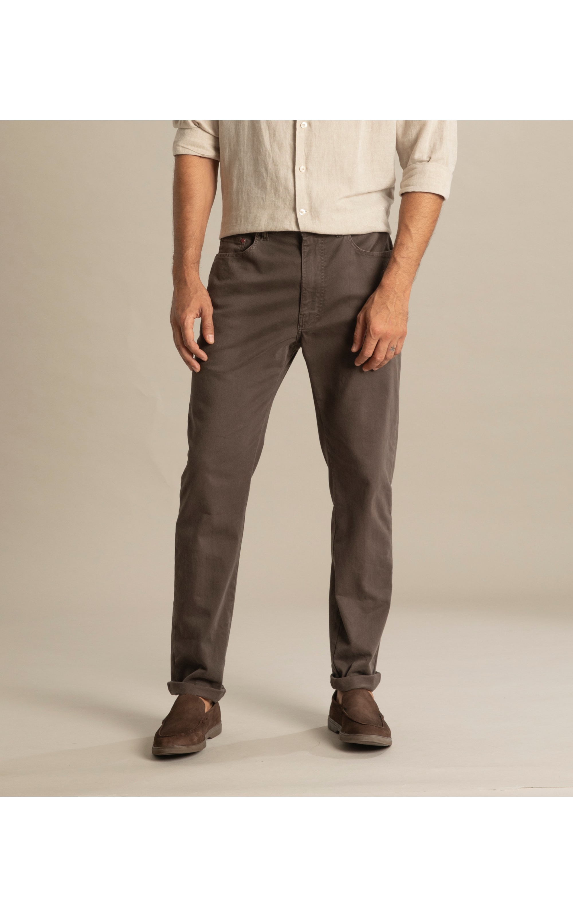 Calça Five Pockets Jogging Color Marrom Escuro