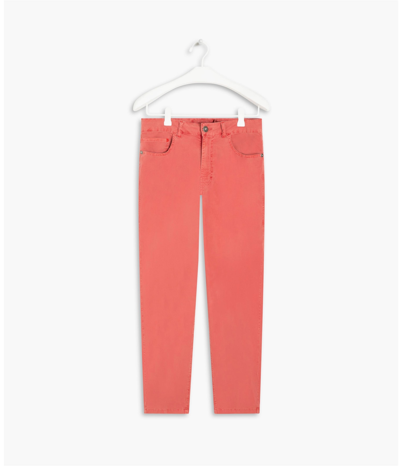 Calça Five Pockets Mom Color Canvas Cereja
