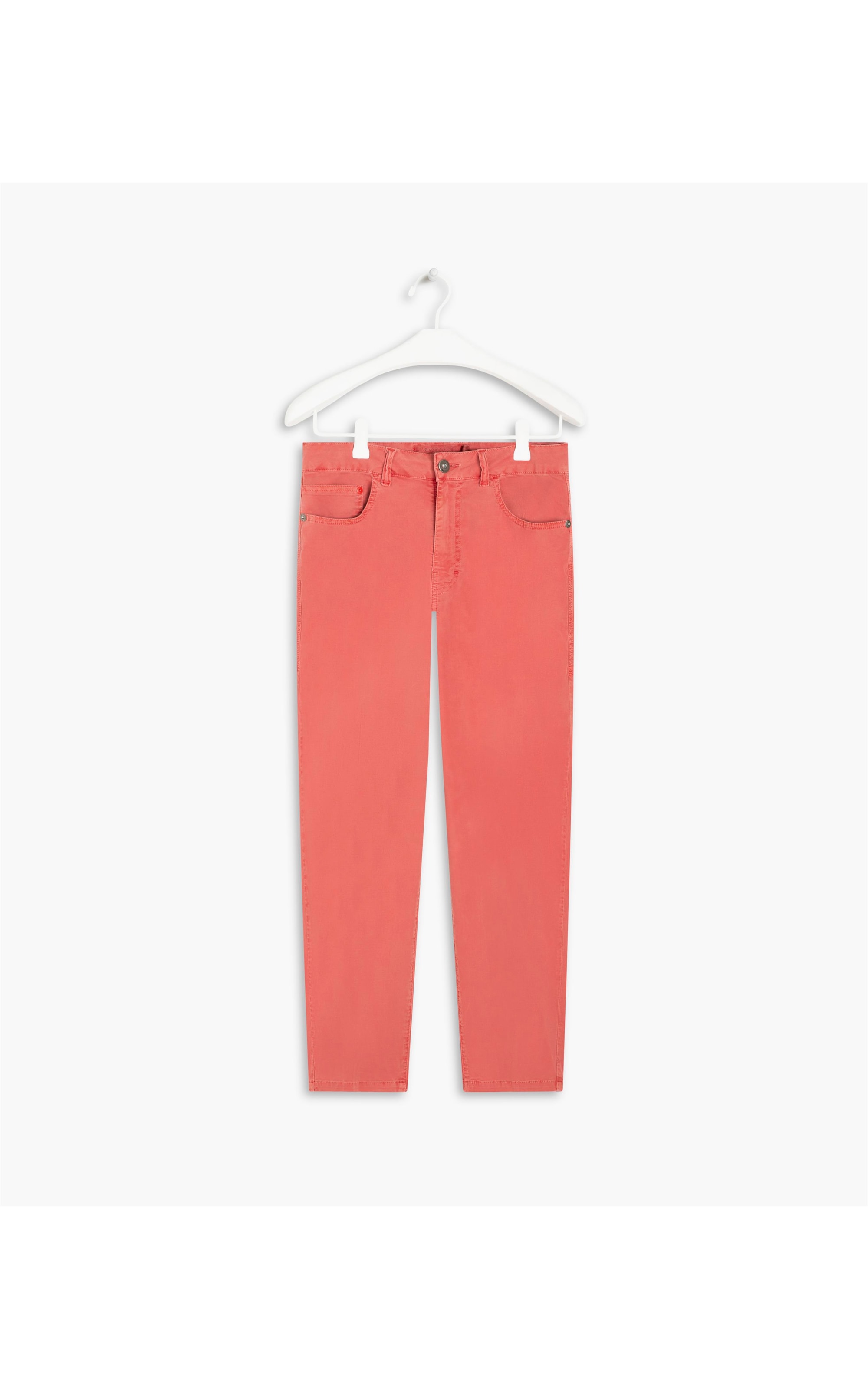 Calça Five Pockets Mom Color Canvas Cereja