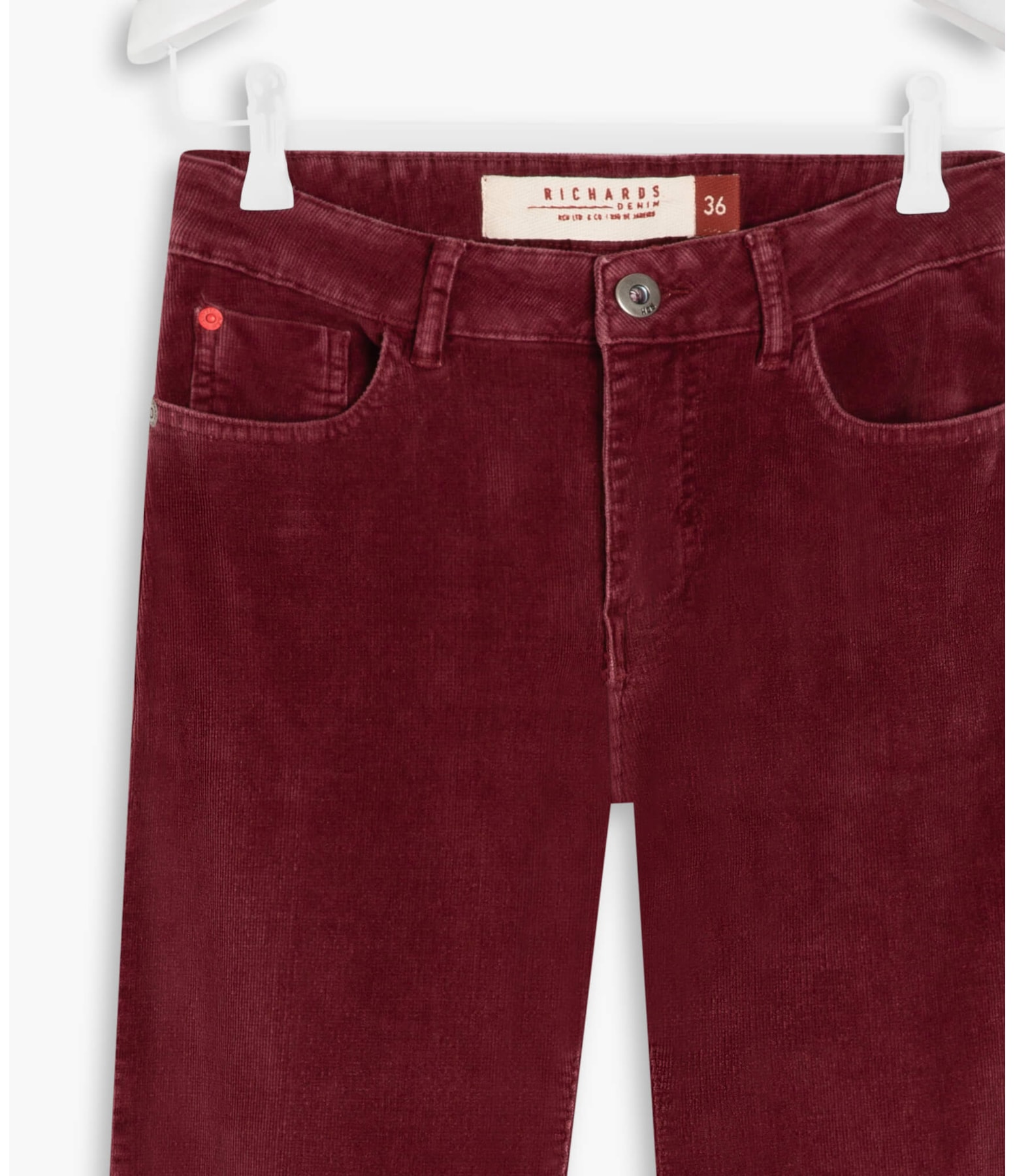 Calça Five Pockets Mom Veludo Bordeaux
