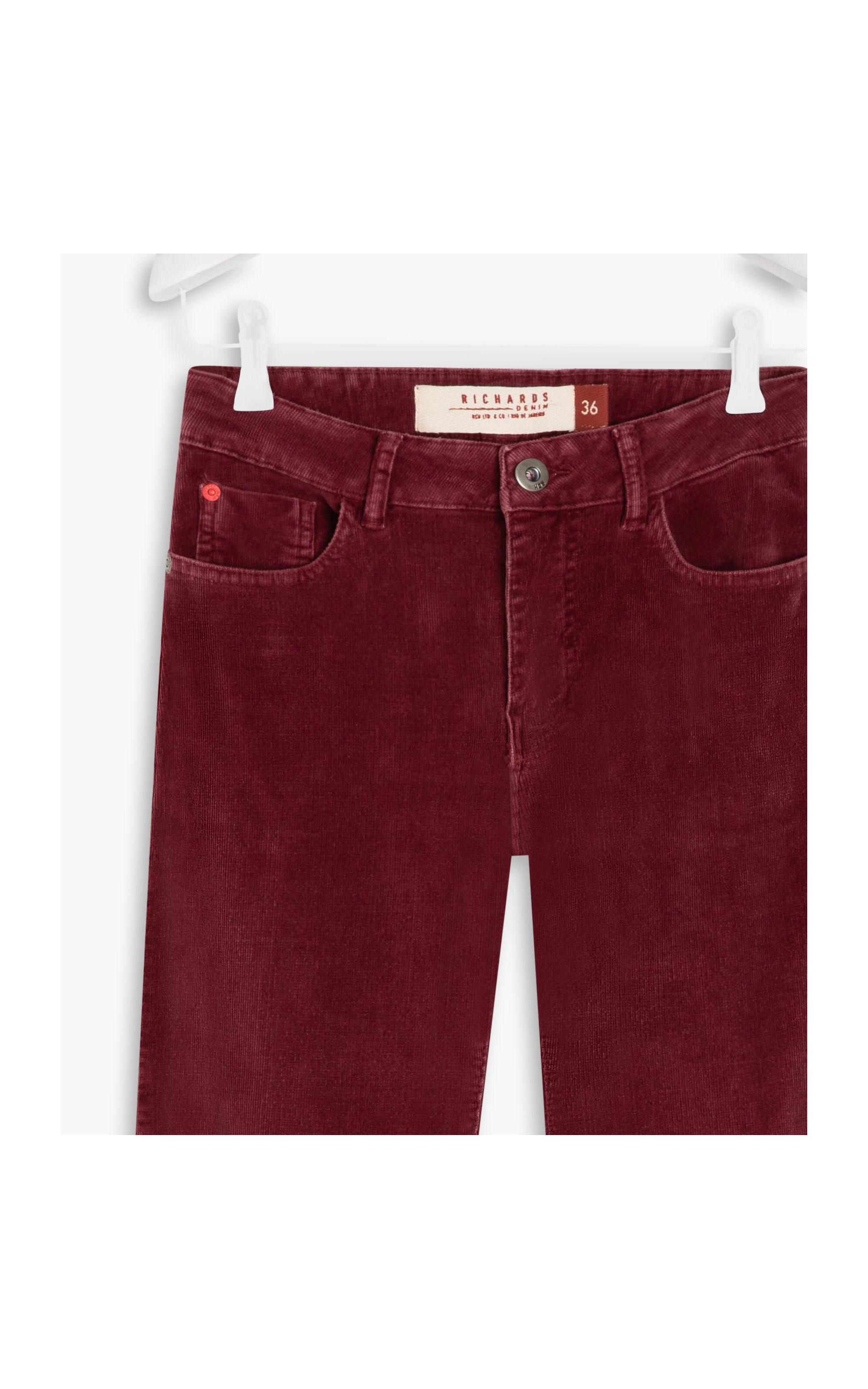 Calça Five Pockets Mom Veludo Bordeaux