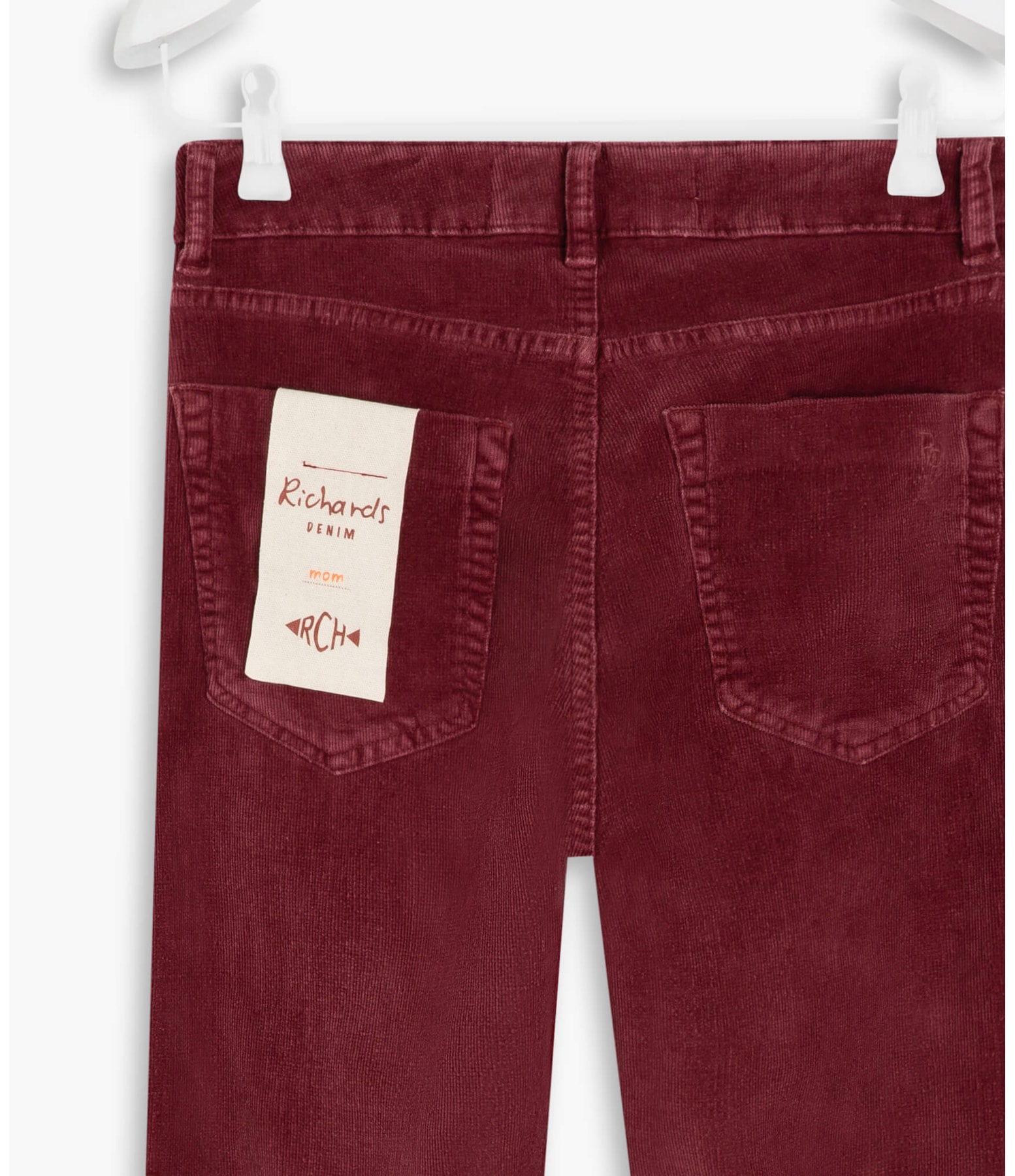 Calça Five Pockets Mom Veludo Bordeaux