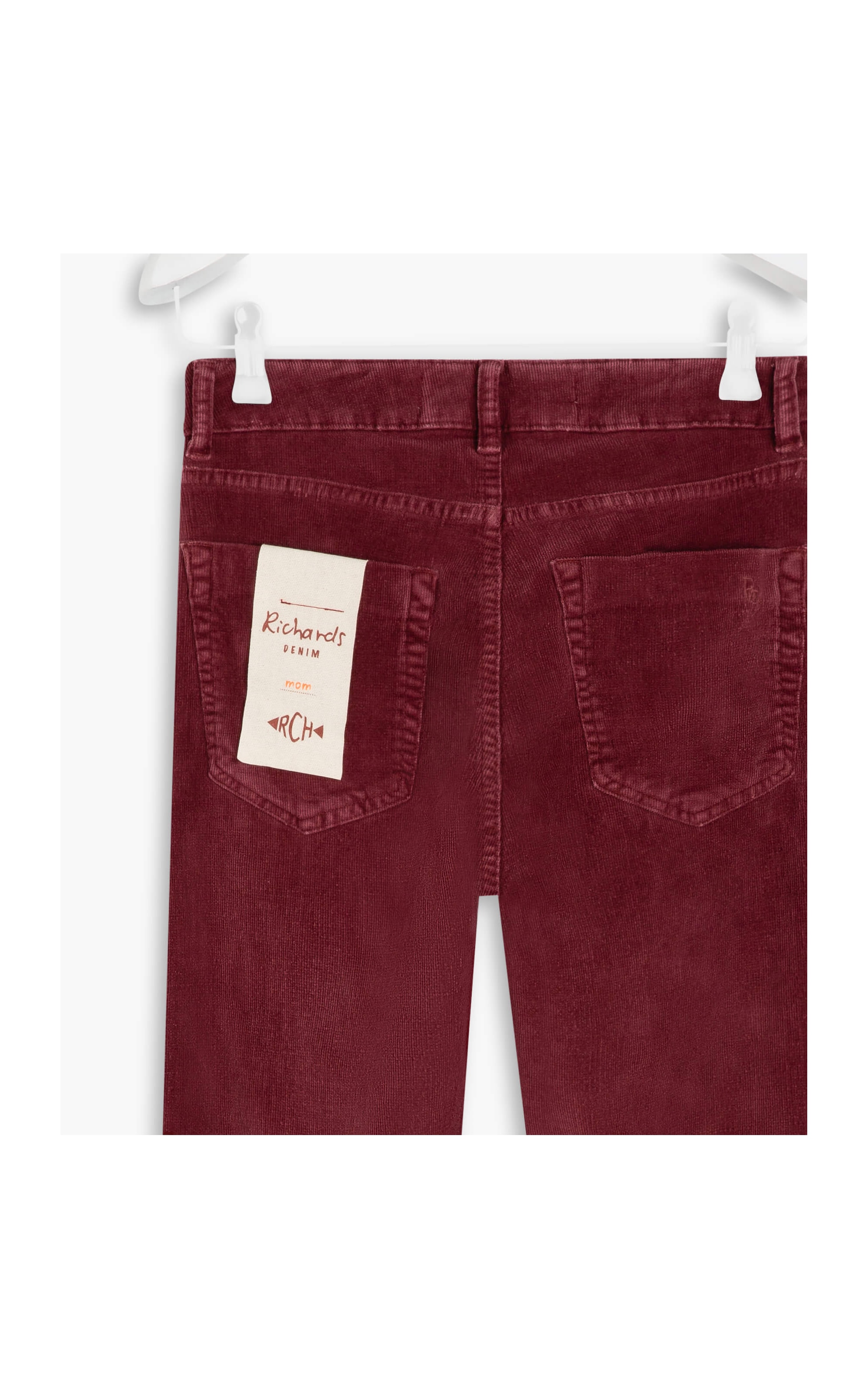 Calça Five Pockets Mom Veludo Bordeaux