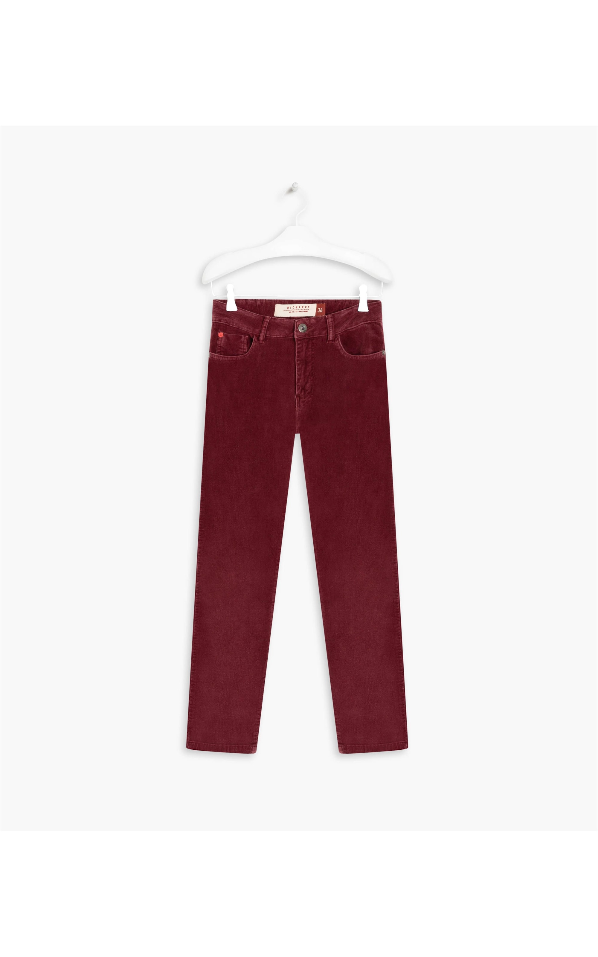 Calça Five Pockets Mom Veludo Bordeaux