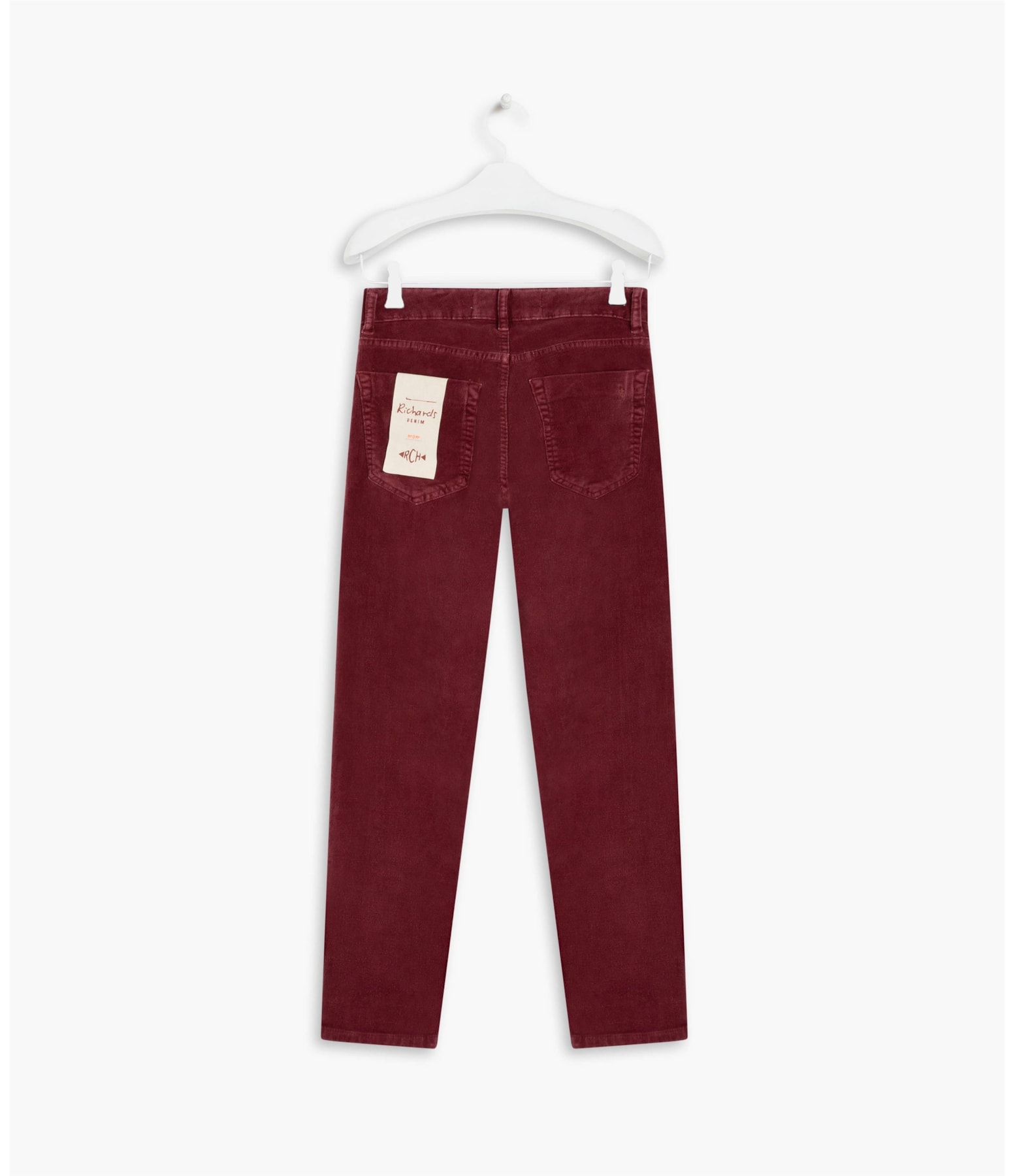 Calça Five Pockets Mom Veludo Bordeaux