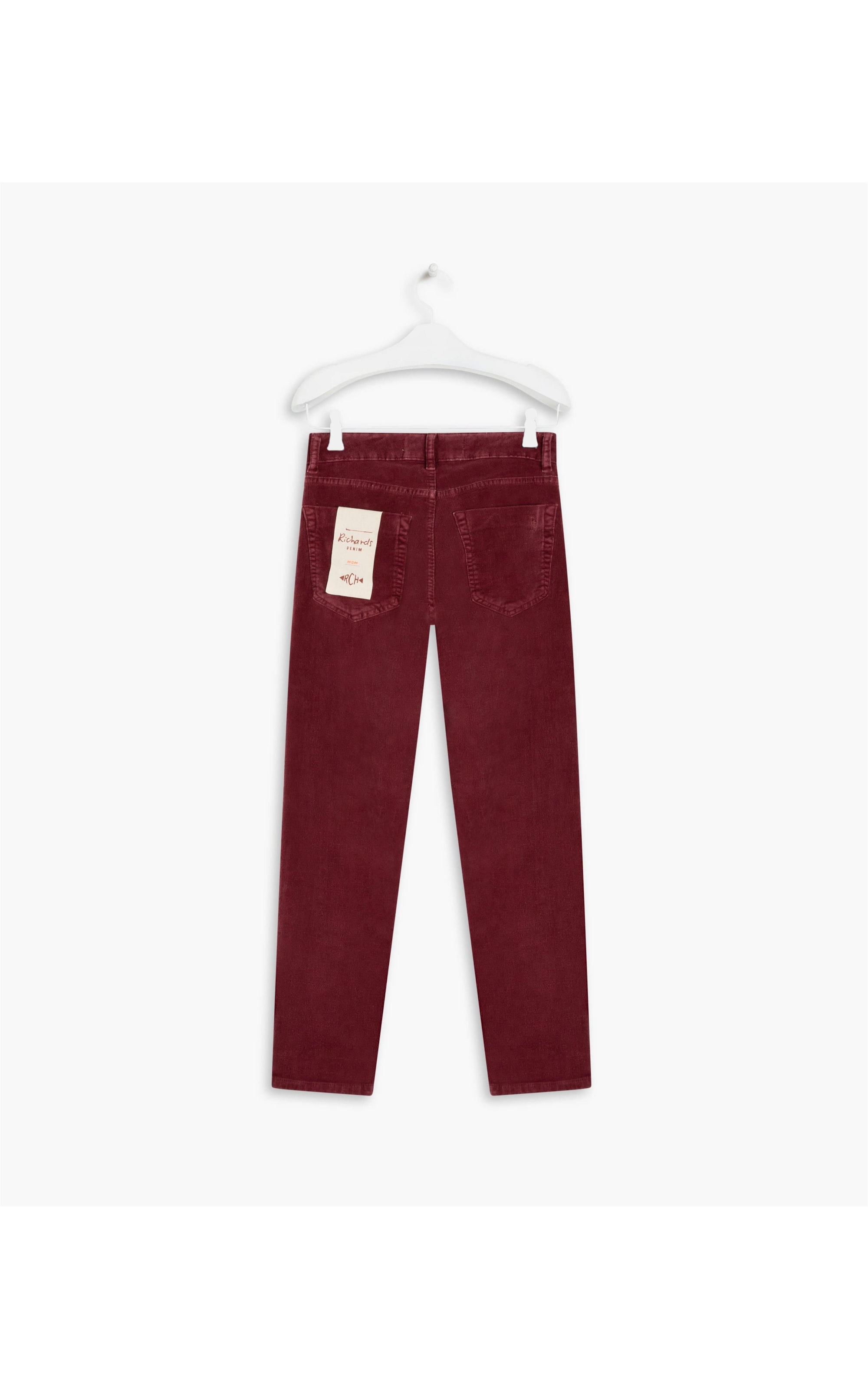 Calça Five Pockets Mom Veludo Bordeaux