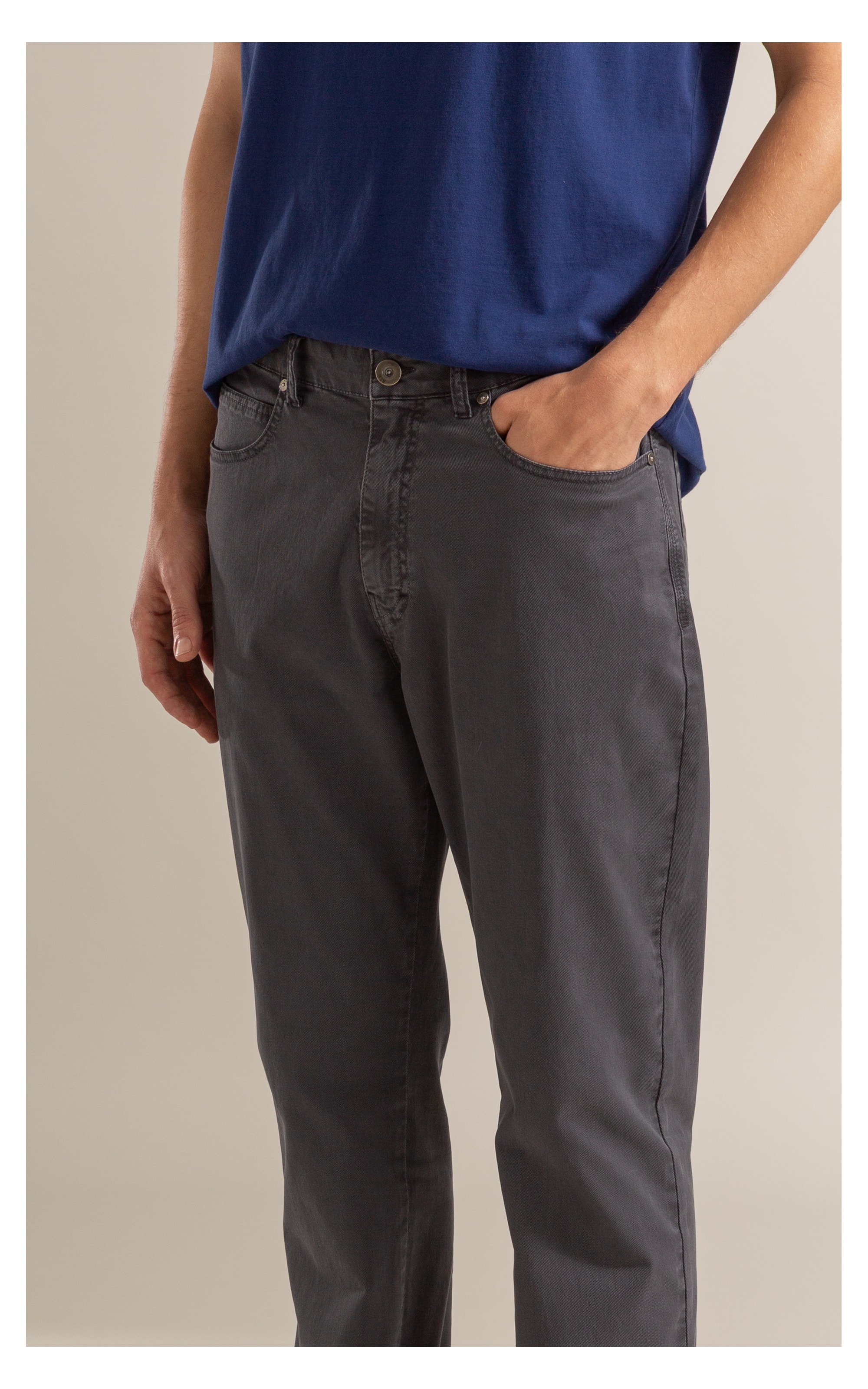 Calça Five Pockets Rain Cinza Medio
