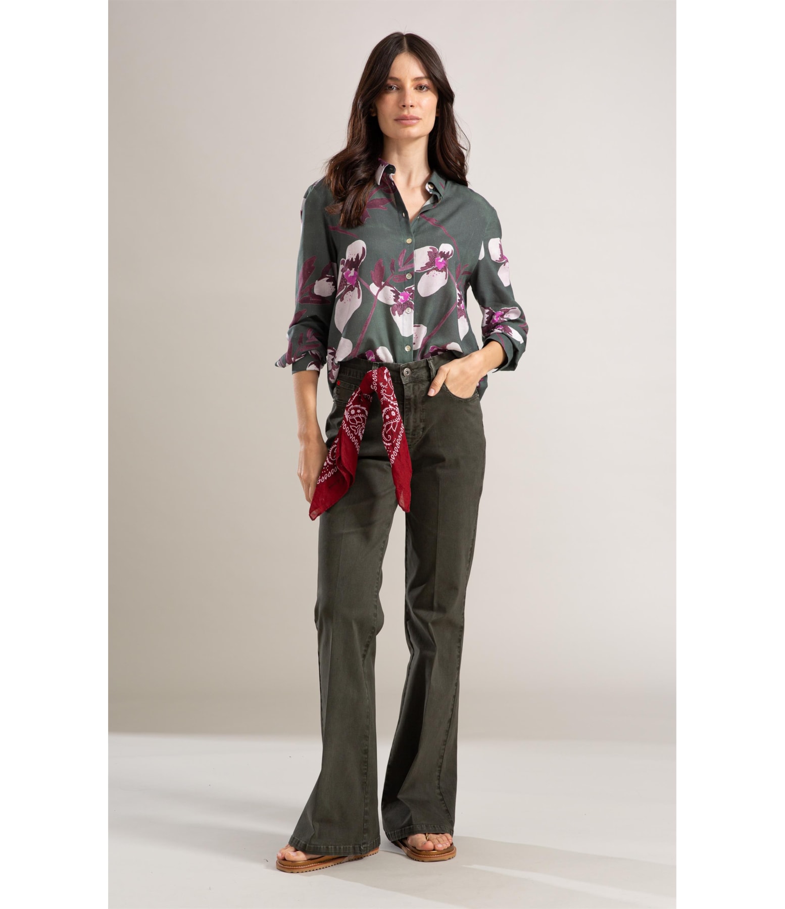 Calça Five Pockets Vmp Flare Floresta
