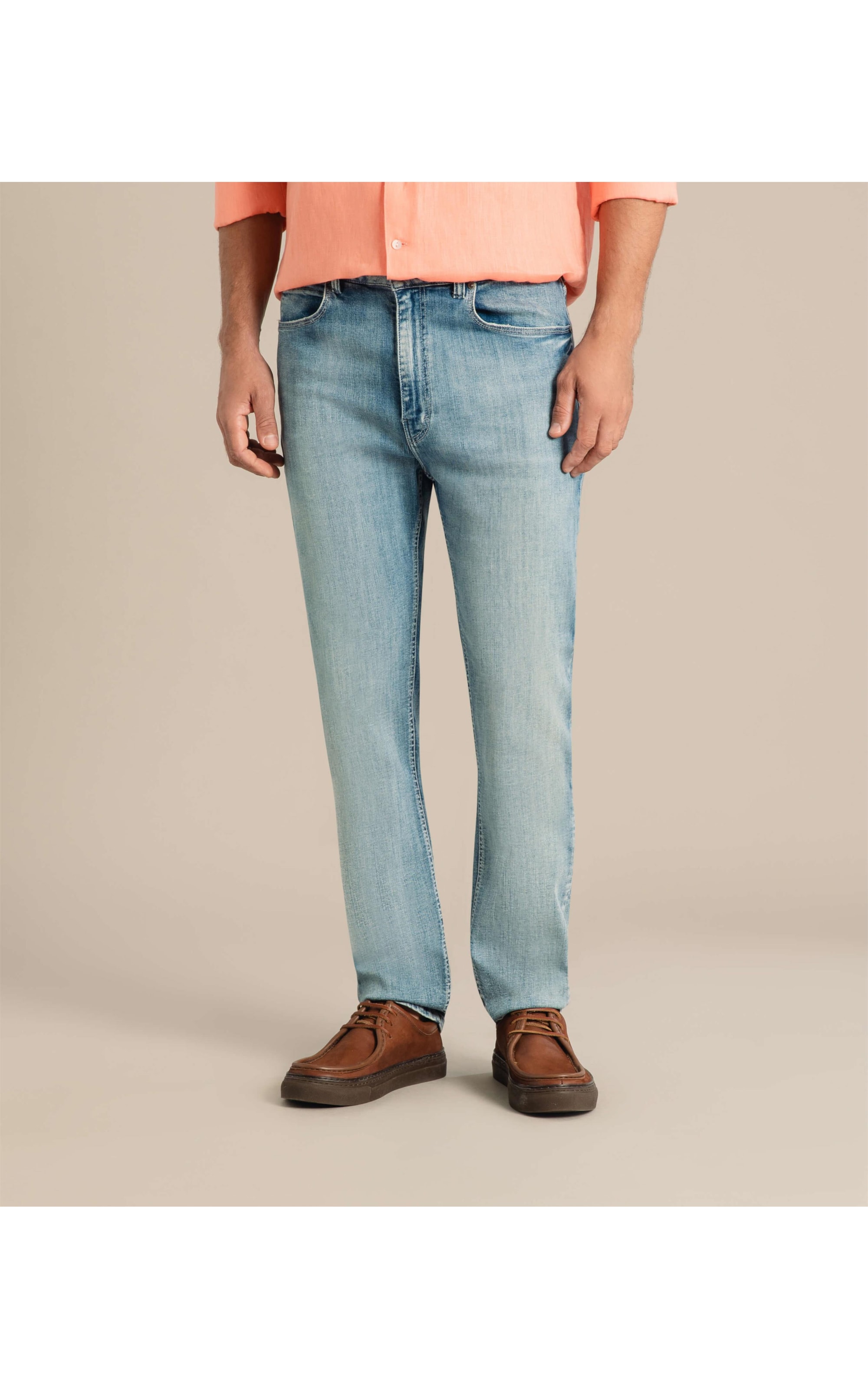Calça Hi. Comf. Stretch Custom Fit Mathe Lav.Claro C/ Lang+rebolo