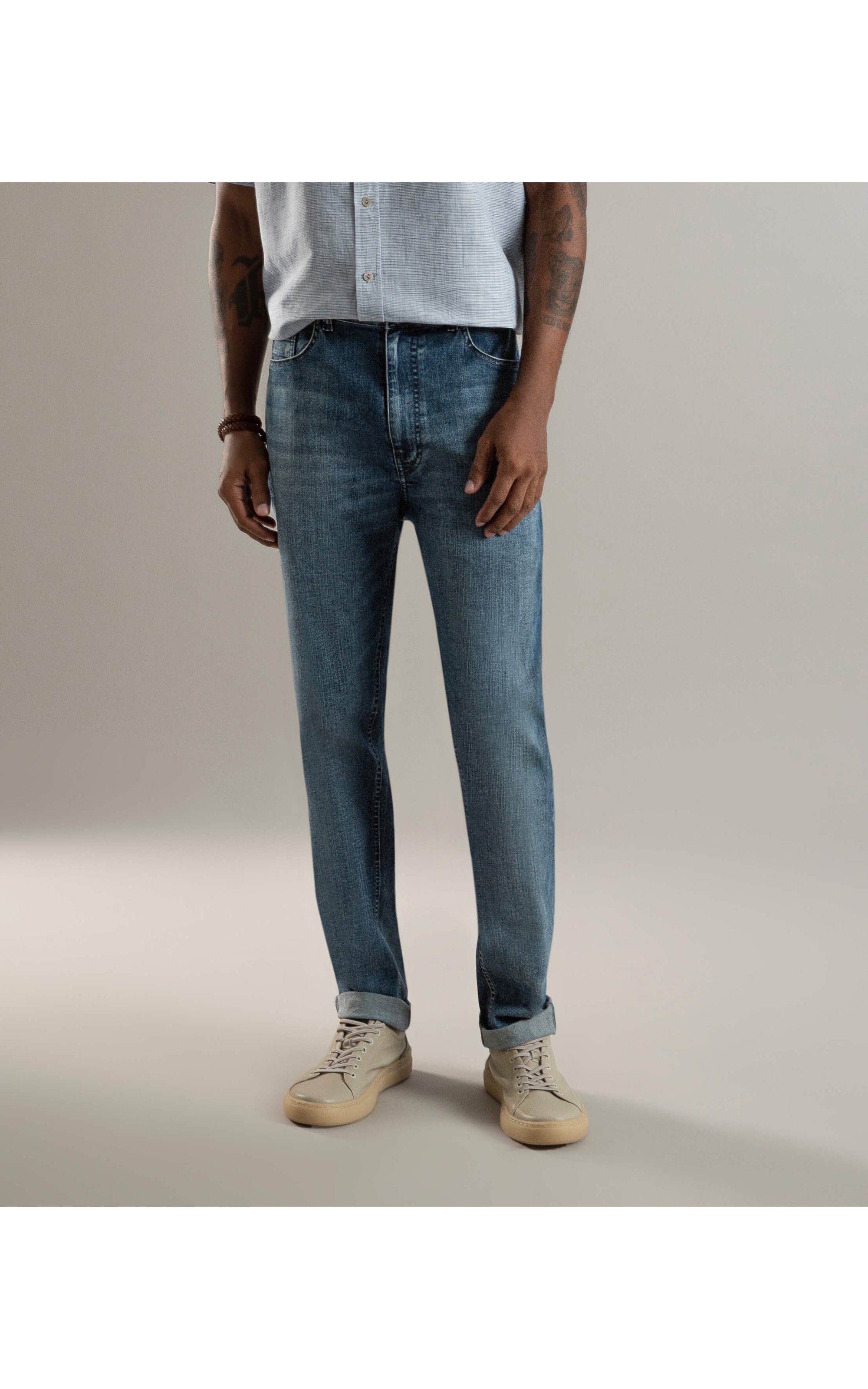 Calça High Comfort Blue Custom Fit Vitor Rchl232-Lavado Médio